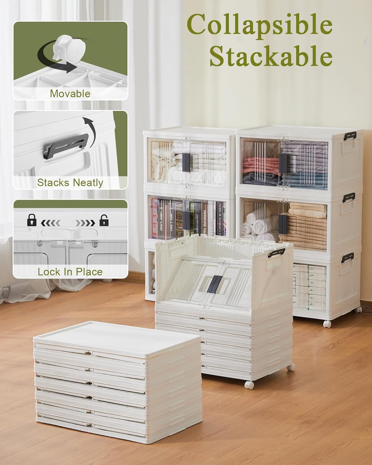 OlarHike 48QT Lockable Storage Bins - Durable Lids, 9 Pack for Organized Storage Solutions