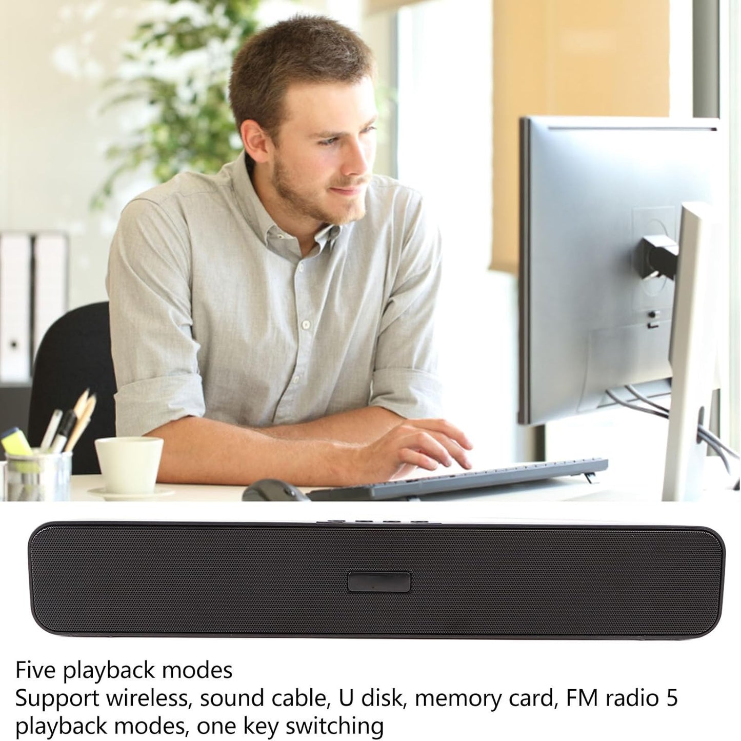EIMSOAH 5.0 5 Soundbar Bluetooth Speaker with Playback Modes, Noise Reduction Surround Sound for Home Use