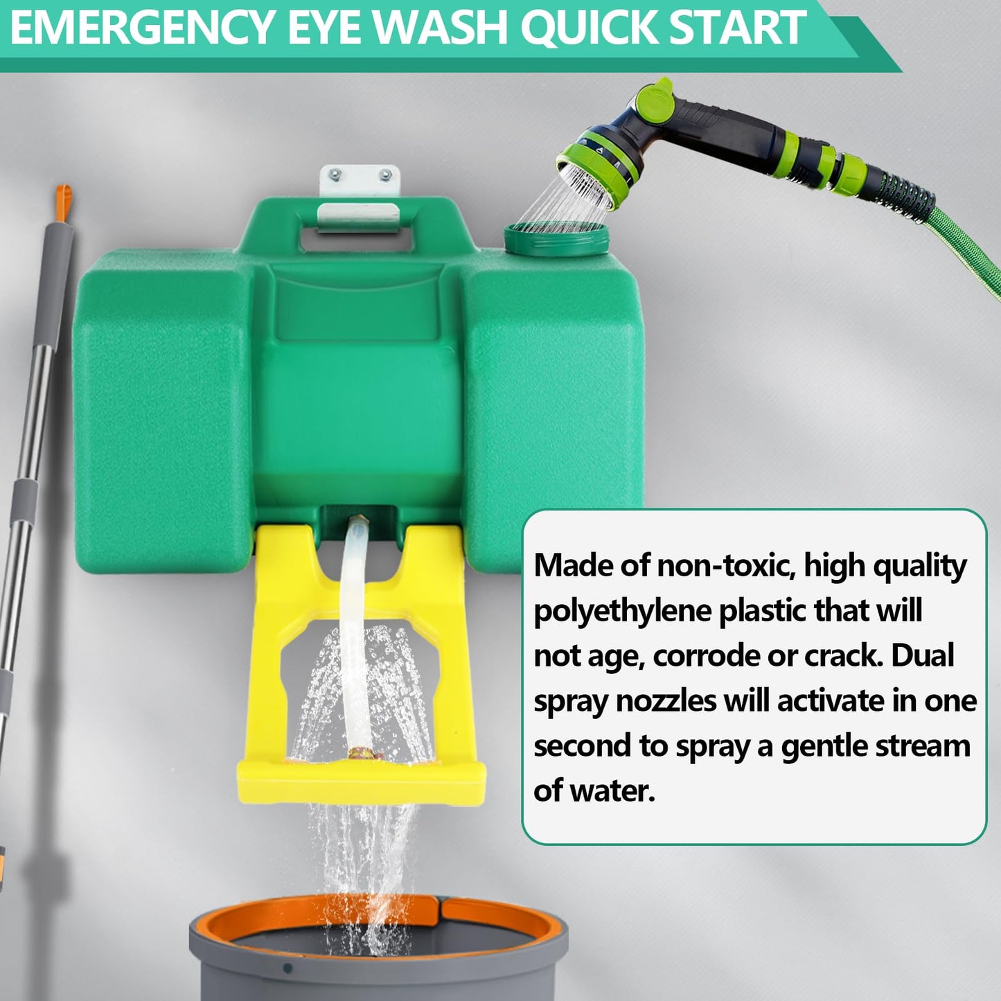 Portable 8 Gallon Eye Wash Station, 30L Wall Mounted Irrigation Emergency Eye Wash Station, Dual Spray Eyewash Station Lasting for 10 Minutes, First Aid Eye Wash Units Indoor & Outdoor