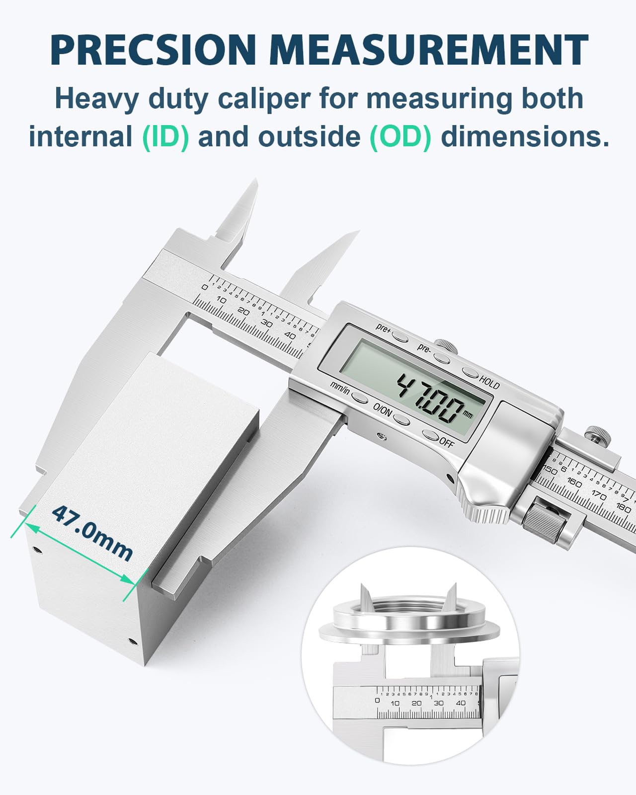 Mxmoonfree 12-Inch Digital Caliper with 4-Inch Jaw Depth, Precision Measuring Tool, Full Metal Frame, Large LCD Screen, Resolution 0.0005"/0.01mm, Ideal for Professionals & Hobbyists