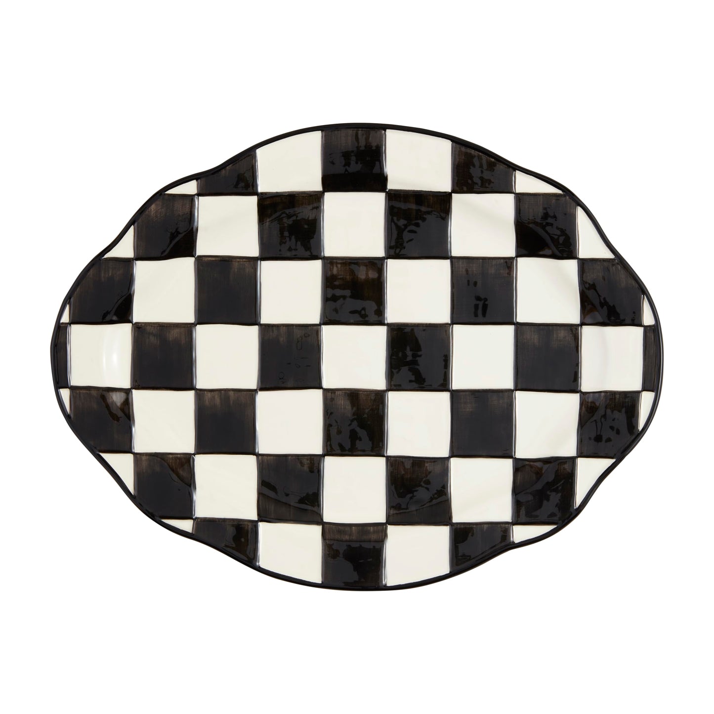 Mud Pie Checkered Platter; 13" x 17"