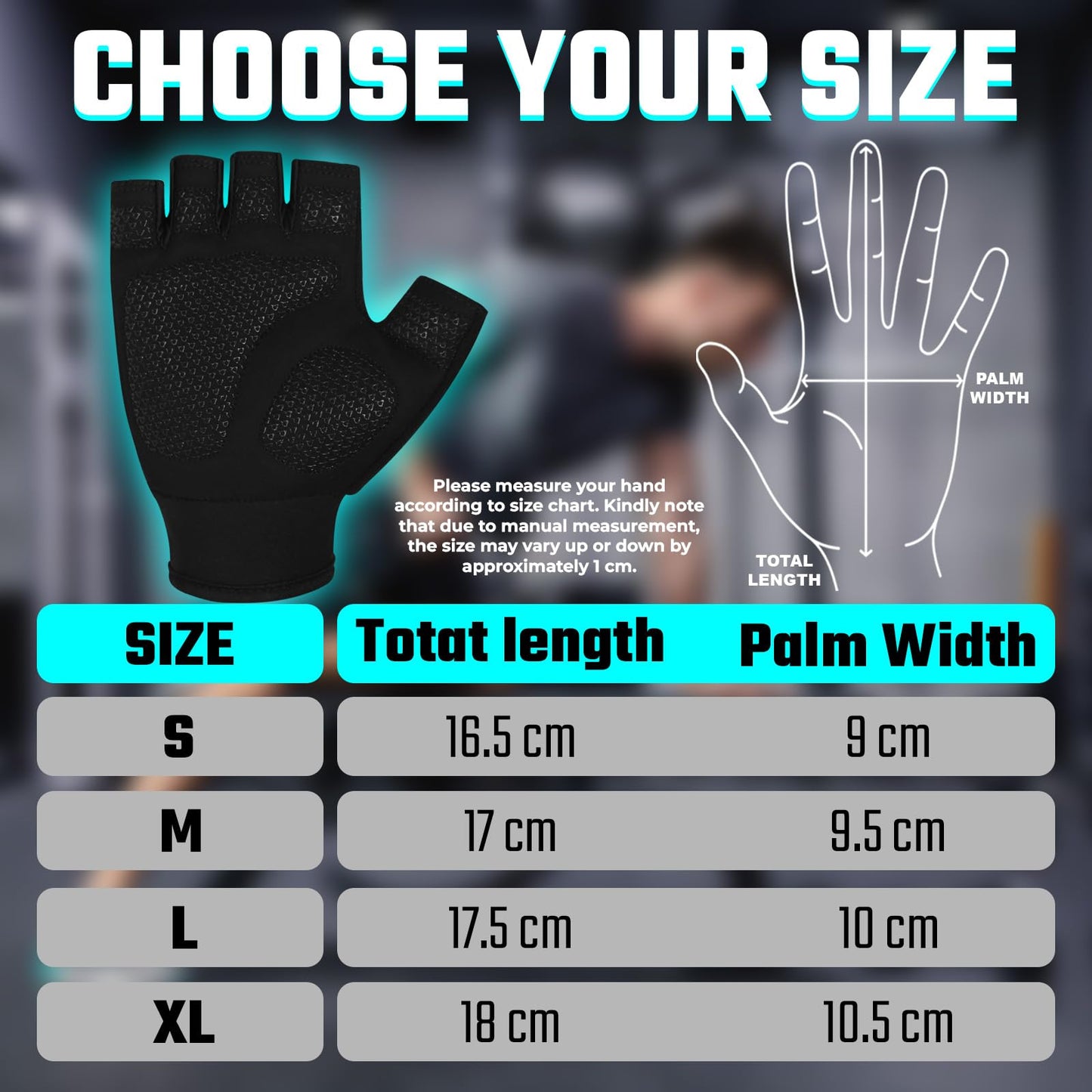 SAWANS Weight Lifting Workout Gloves Lightweight Breathable Padded Palm Protection Gym Gloves Non-Slip Silicone Grip for Men and Women Exercise Fitness Training Pull-ups Deadlifting (Black, L)