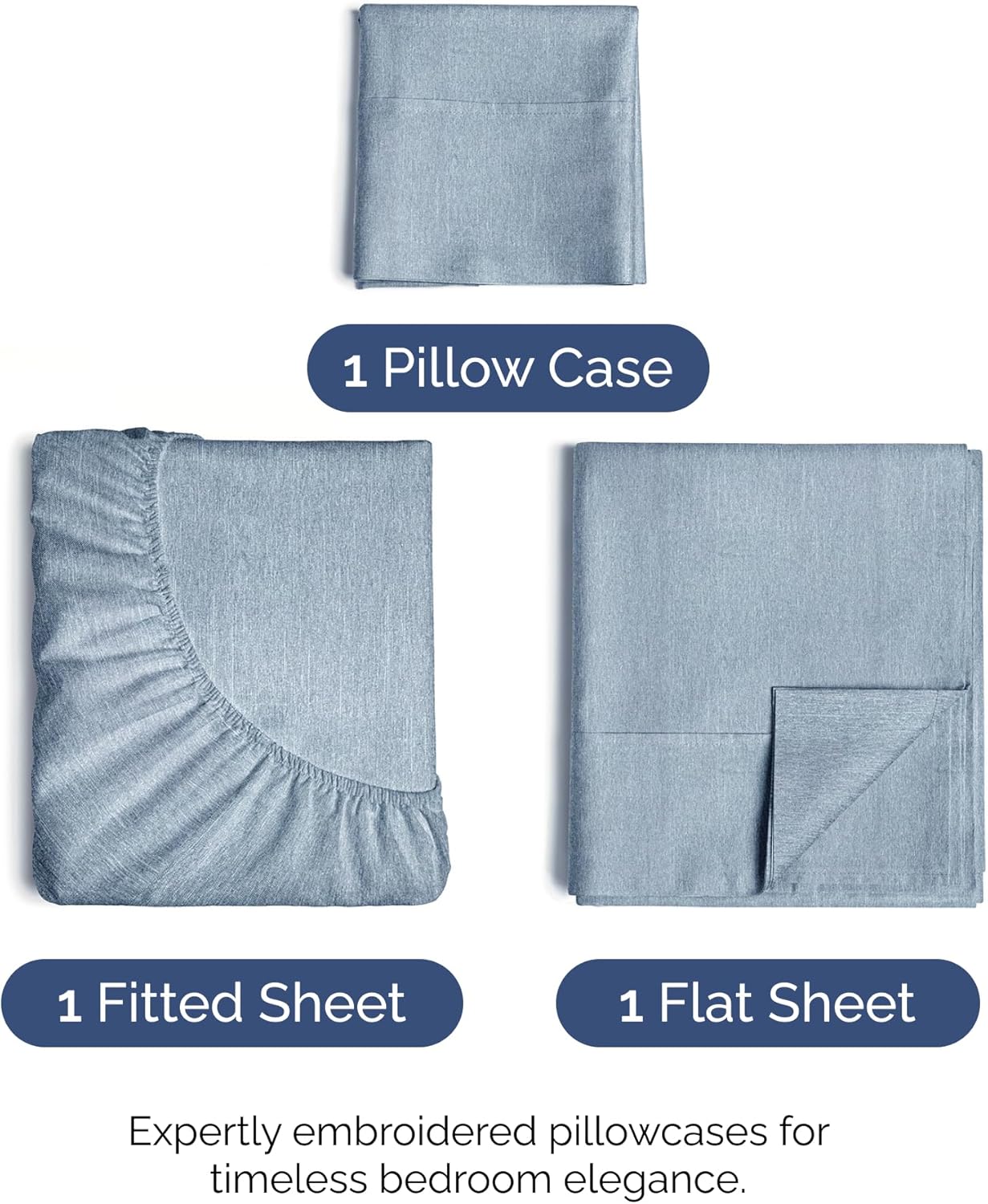 Skiennix Twin Size 3-Piece Sheet Set - Comfy Cooling Bed Sheets | Hotel Luxury Bedding - Soft, Deep Pockets, Blue