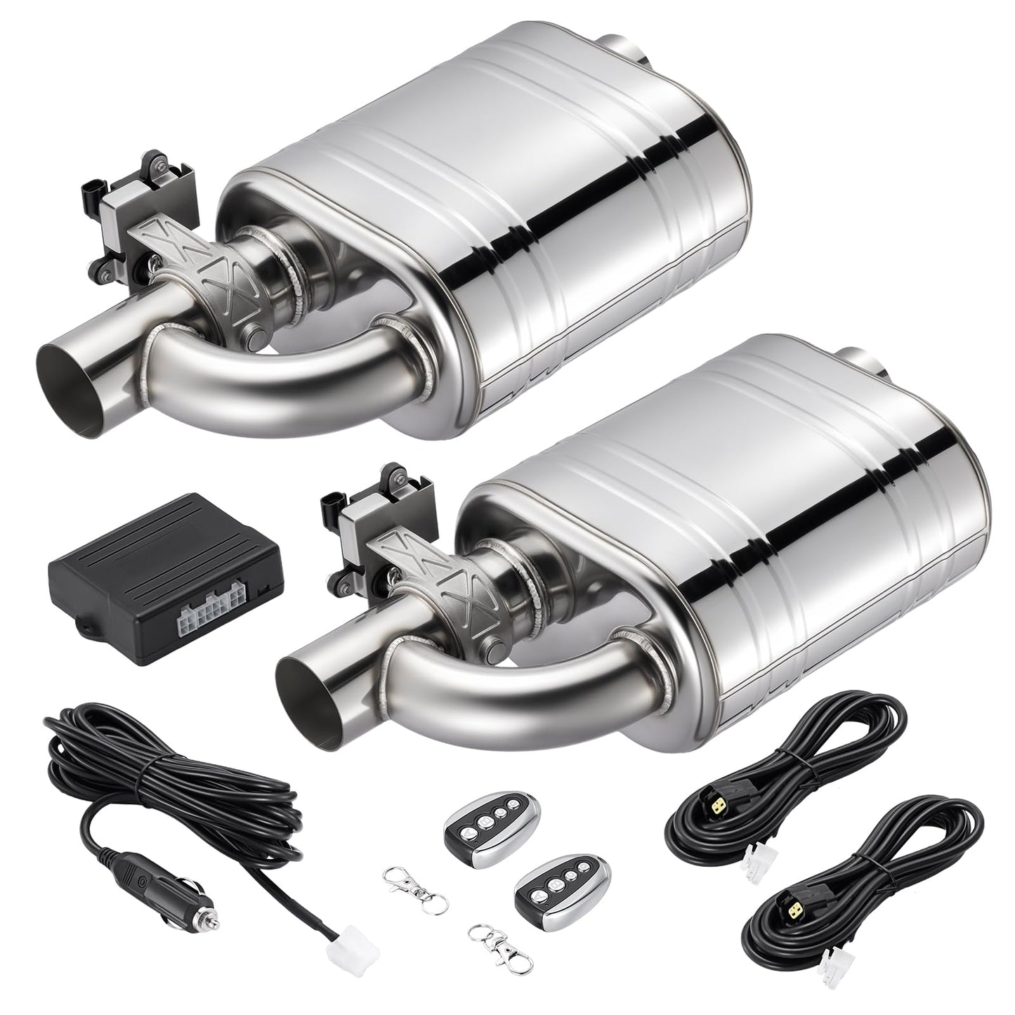 SPELAB Exhaust Cutout 2.5 Inch Valved Muffler Vacuum Exhaust Valve Kit with Muffler Front Exhaust System Kit
