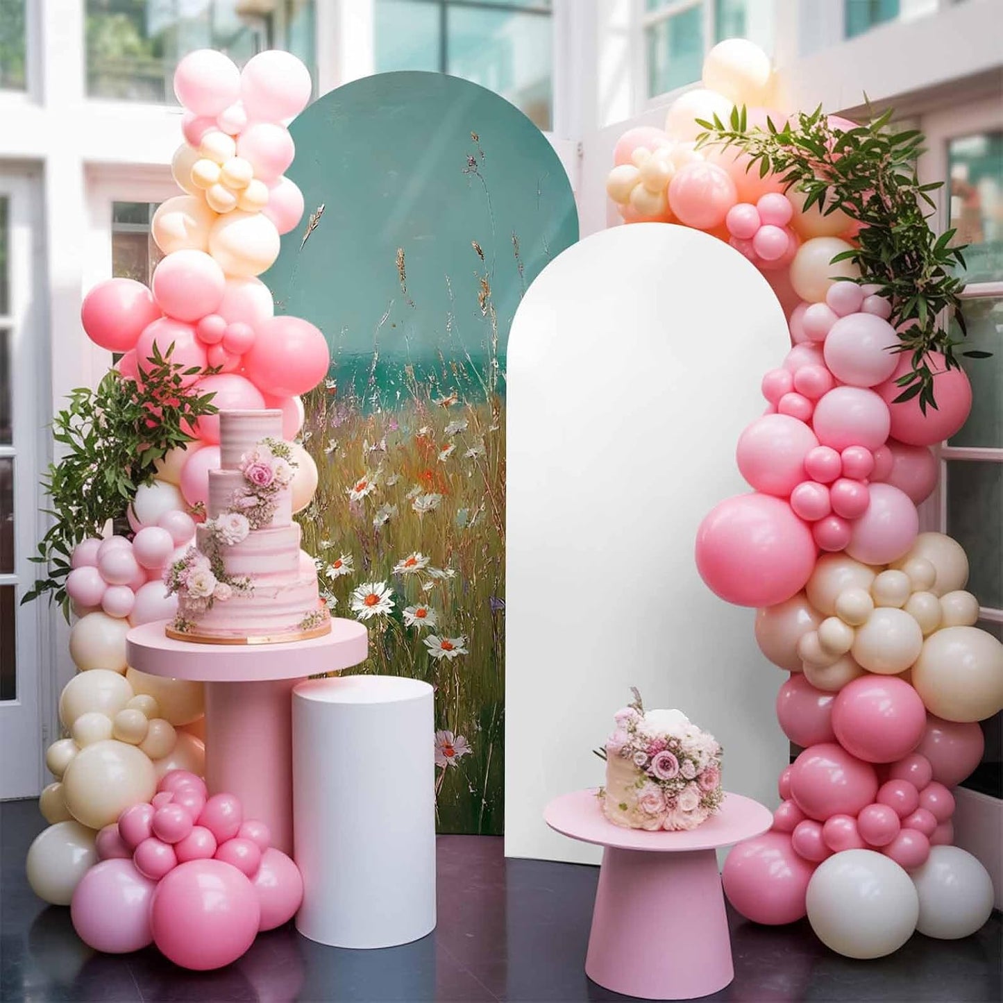 Jnbasdffb 7.2 Spring Floral Wedding Arch Cover,Stretchy Spandex Arch Backdrop Stand Covers FT,Pastoral Botanical Oil