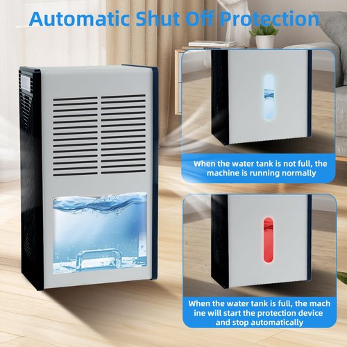 Dehumidifier, 72 OZ Water Tank Dehumidifiers for Home, 1076 sq. ft. Dehumidifier for Basement Bathroom Bedroom with Auto Shut Off, 7 Colors LED Light, Quiet Dehumidifiers with Sleep Mode