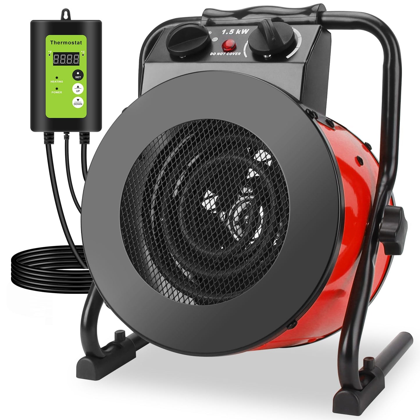 Greenhouse Heater with Thermostat, Outdoor Heaters for Patio, Fast Heating, Overheat Protection, Electric Space Heaters for Winter Plants, Grow Tent, Green House, Flower Room, Garage, Patio