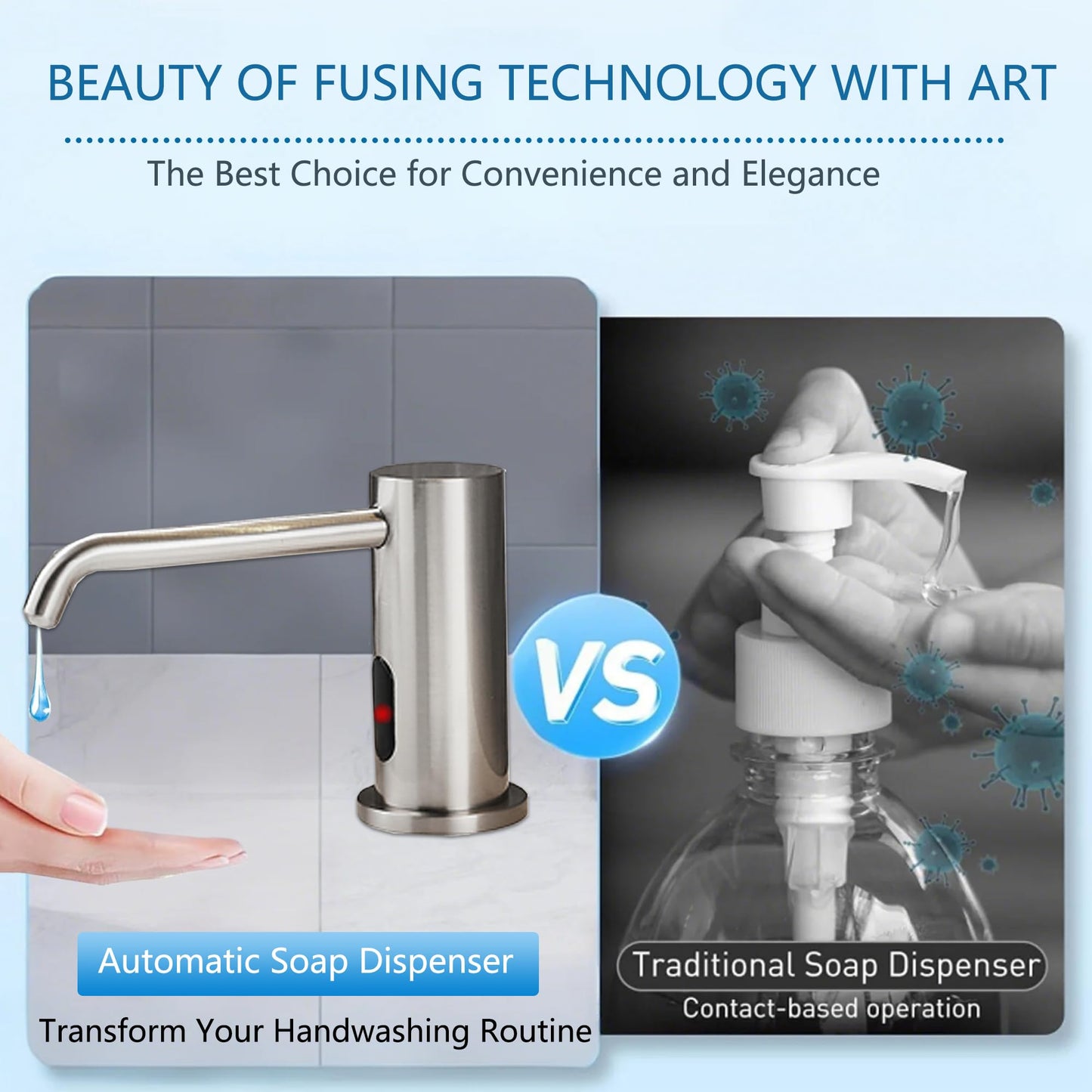 Automatic Soap Dispenser Touchless for Kitchen and Bathroom, Sink Built in Commercial Electric Soap Dispenser,Upgraded Infrared Sensors Brass Material, with Bottle and Pump 33.81oz/1000ml