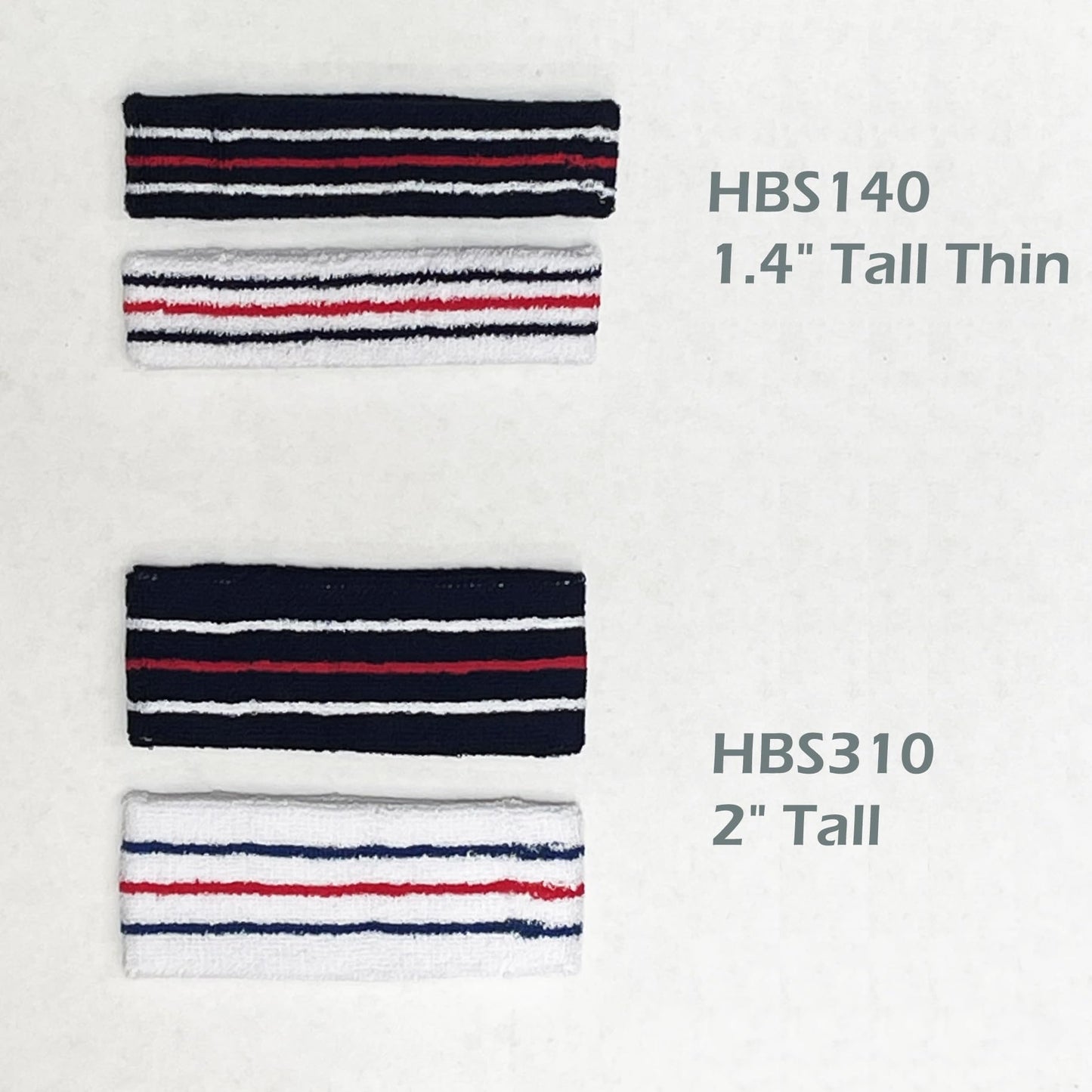 COUVER Tennis Headband - Cotton Terry Cloth Sweatband for Men & Women - High Absorbency Athletic Hairband for Gym, Basketball & Running - 1 Piece, White/Blue/Red, One Size
