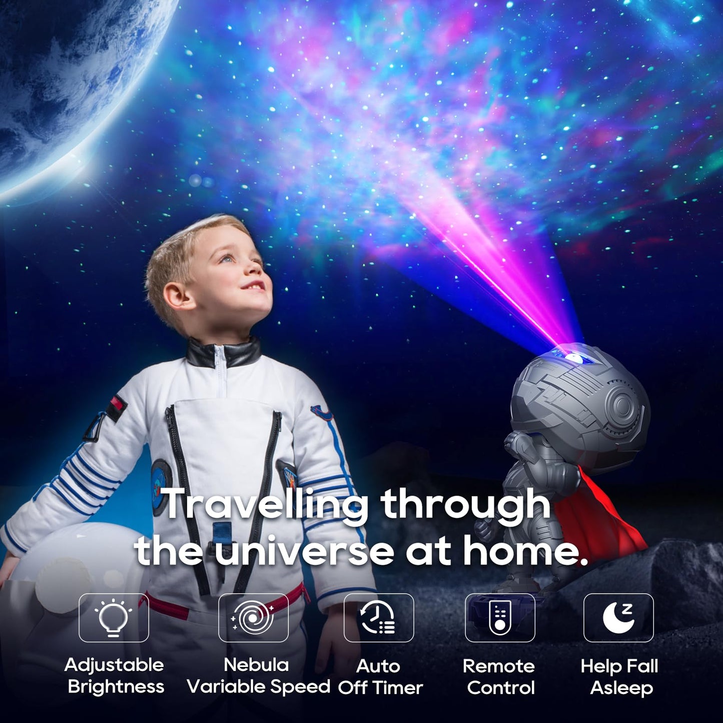 Star Projector Galaxy Night Light - Astronaut Space Projector, Star Projector LED Lights for Room Decor, Gift for Kids Teen Children Adults
