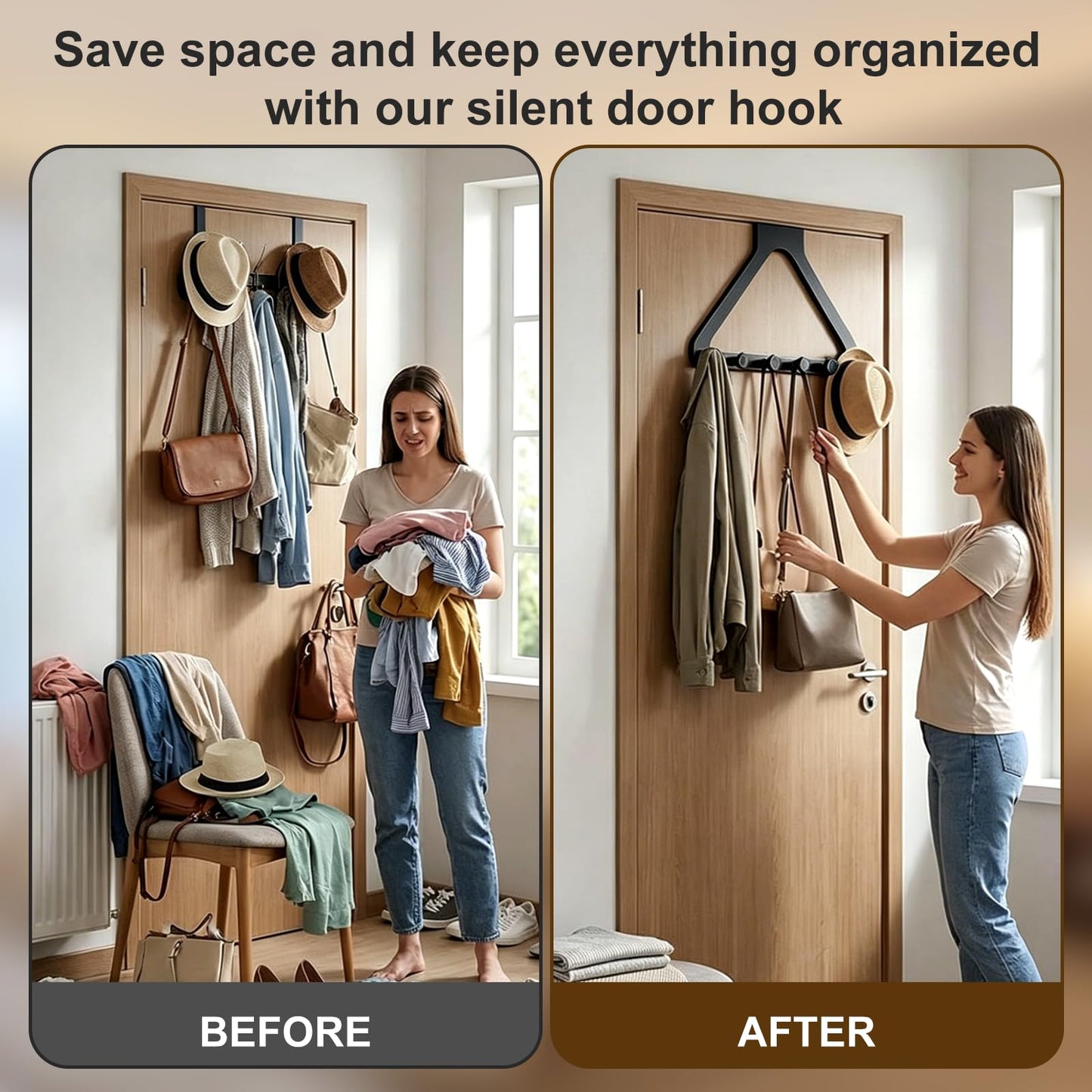 Gptkop 2026 New Over-The-Door Hanger Organizer, Space Saving, Over the Door Hanger Rack for Coat Hat Scarf Towels, 50 lb Load, No-Drill, Fabric-Friendly Round Hook