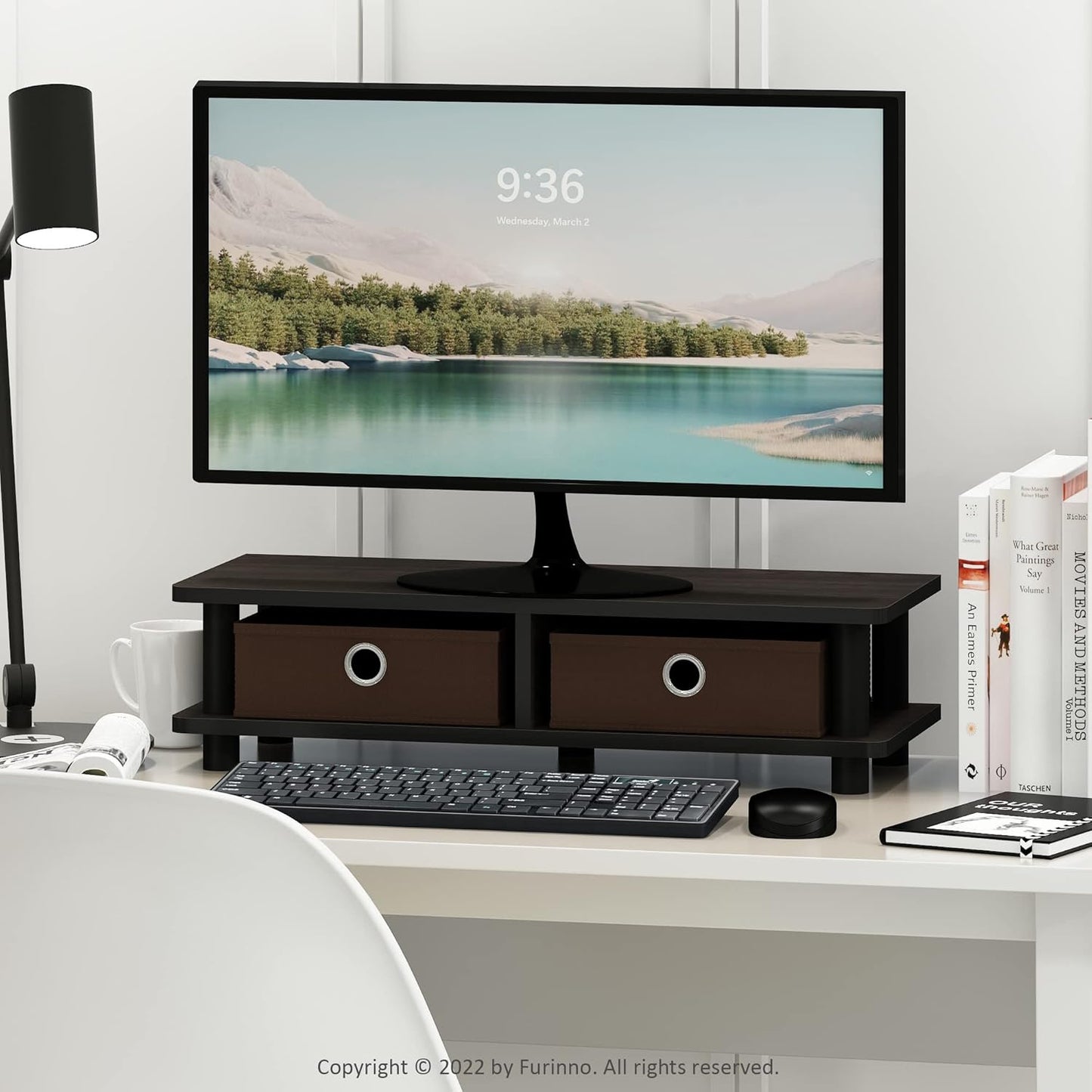 Furinno Turn-N-Tube Monitor Stand, Espresso/Black