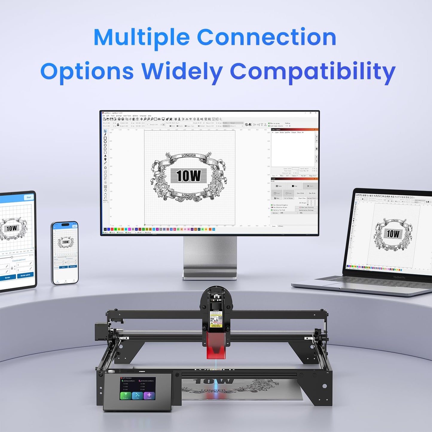 Longer RAY5 Laser Engraver, 10W High-Precision Laser Engraver, Compressed Spot CNC, App Offline Control, DIY Engraving Tool for Metal/Glass/Wood, Engraving Area 15.7 "x15.7"