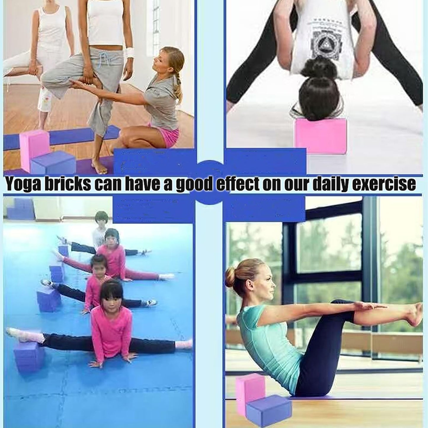 24 Pcs Foam Yoga Blocks Lightweight Non-Slip Supportive Yoga Bricks Yoga Props Accessories for Women Men, Stretching and Meditation (6 Colors)