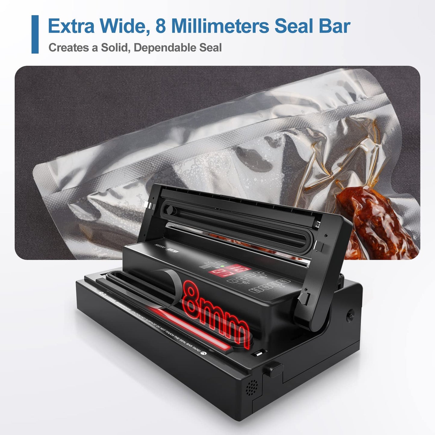 MAGIC SEAL Commercial Dual Mode Vacuum Sealer - for Textured & Smooth/Mylar Bags, 190W Food Sealer Vacuum Packing Machine with Auto Cooling System, Adjustable Air & Seal Settings -MS300