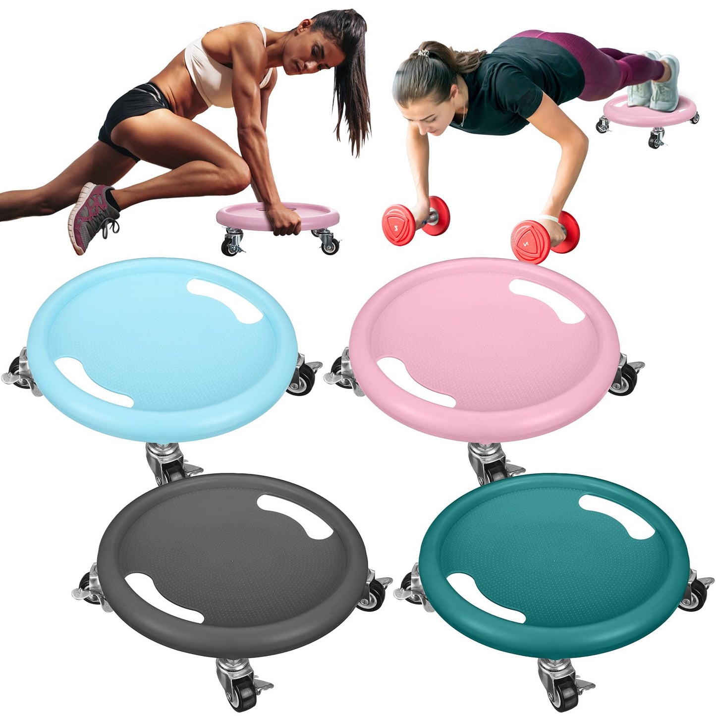 Seenelling 4 Pcs Abdominal Exercise Roller Wheel Abdominal Exercise Sliders for Core Workout AB Wheel Exercise Board Abdominal Board Trainer for Abdominal Core Strength Training, AB Workout Equipment