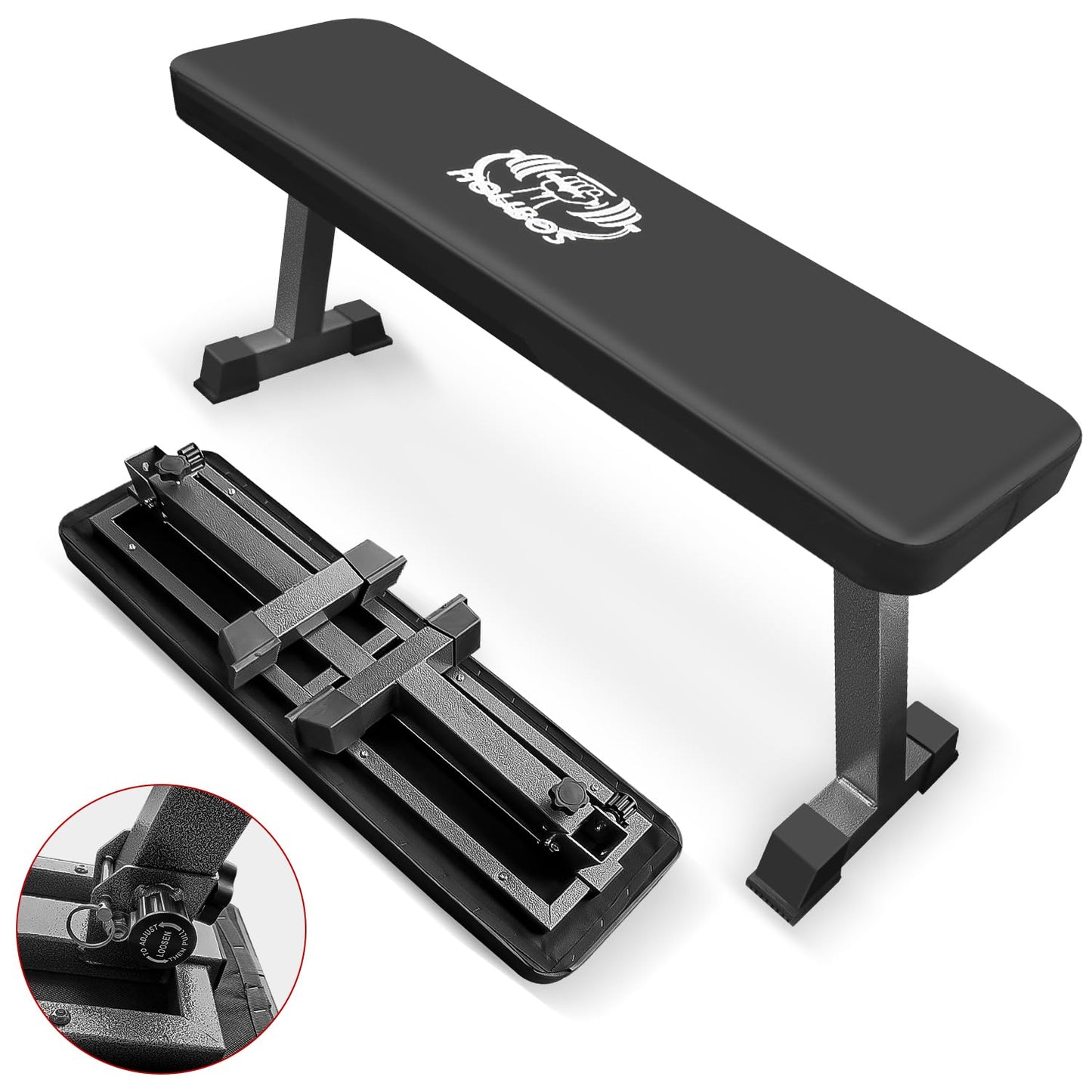 Houbos Flat Bench, Flat Weight Workout Exercise Bench Easy,Assembly,Foldaway Bench for Adjustable Dumbbells or an Adjustable Dumbbell Set,Strength Training Bench Press