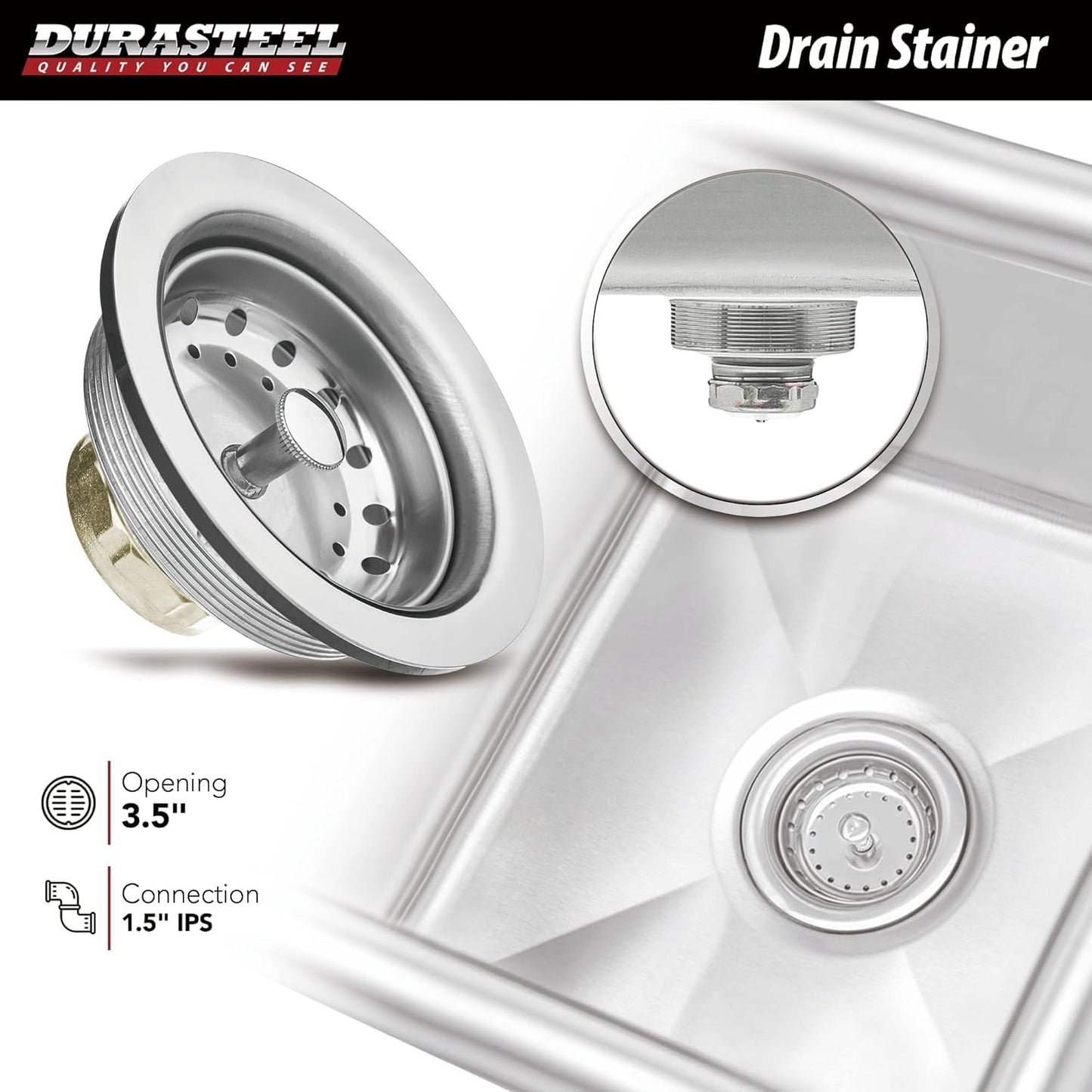 DuraSteel 304 Commercial Stainless Steel Utility Sink - 15 Inch Tub Freestanding Prep Kitchen Sink w/Faucet - NSF Hand Wash Station for Kitchen Sinks, Outdoor, Laundry Room, Garage Small Kitchenette