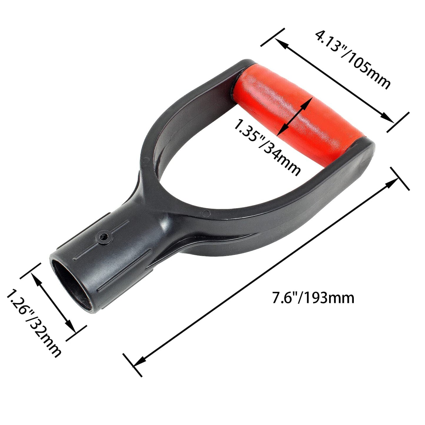 Jiozermi 2 Pcs Plastic Shovel D Grip Handles, 32mm / 1.26" Inner Diameter Spade Handle, Shovel Handle for Digging Raking Tools, Red