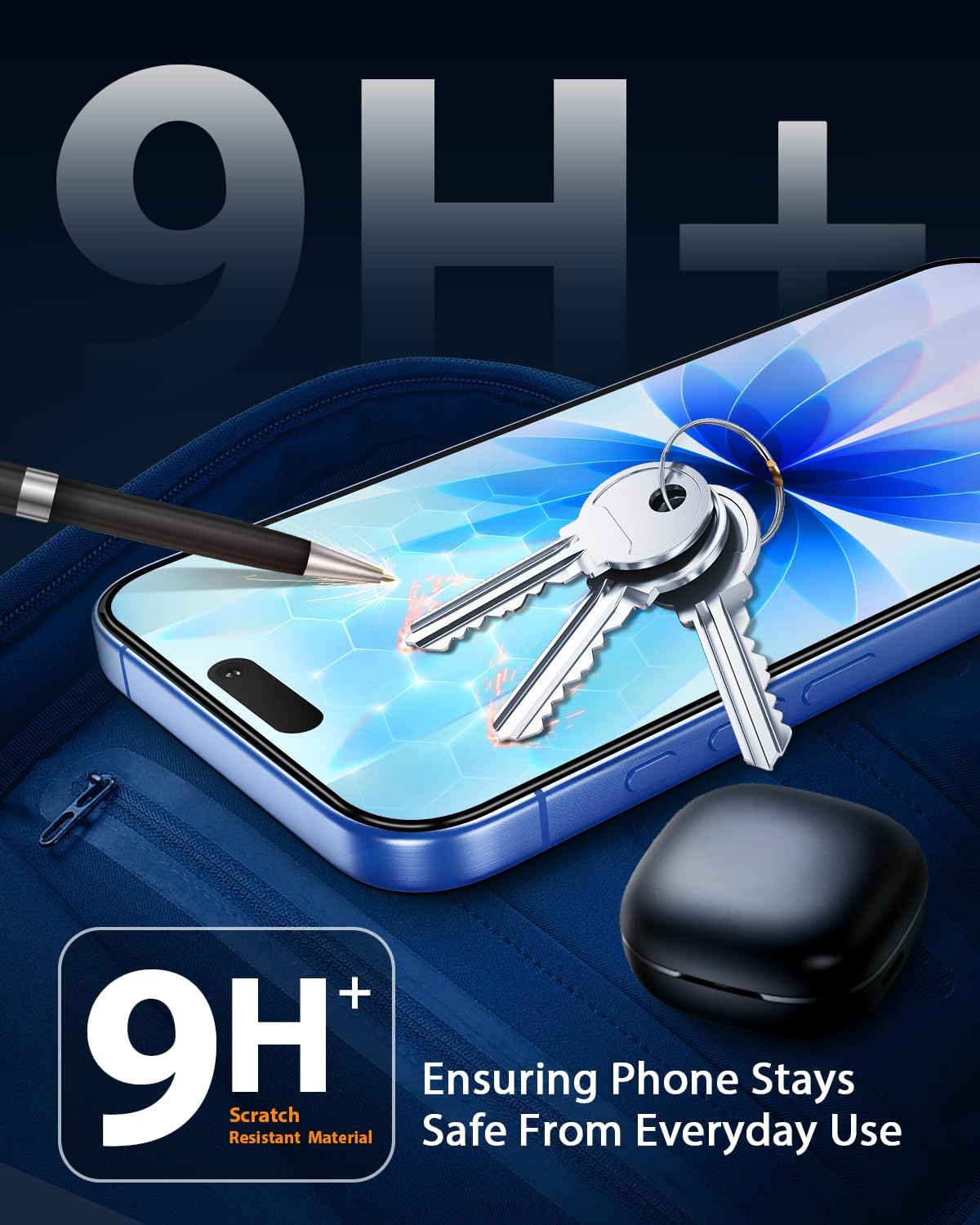 17 3 Pack, [9H+ Mkeke for iPhone Screen Protector Hardness] [Military-Grade Drop Protection] [Sensitive Touch] [Easy