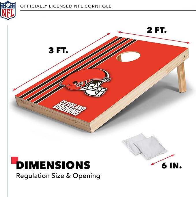 NFL 2' x 3' Solid Wood Cornhole Set with Direct Print HD Team Graphics – Great Gift for Any Football Fan! Bean Bag Toss Family Outdoor Games