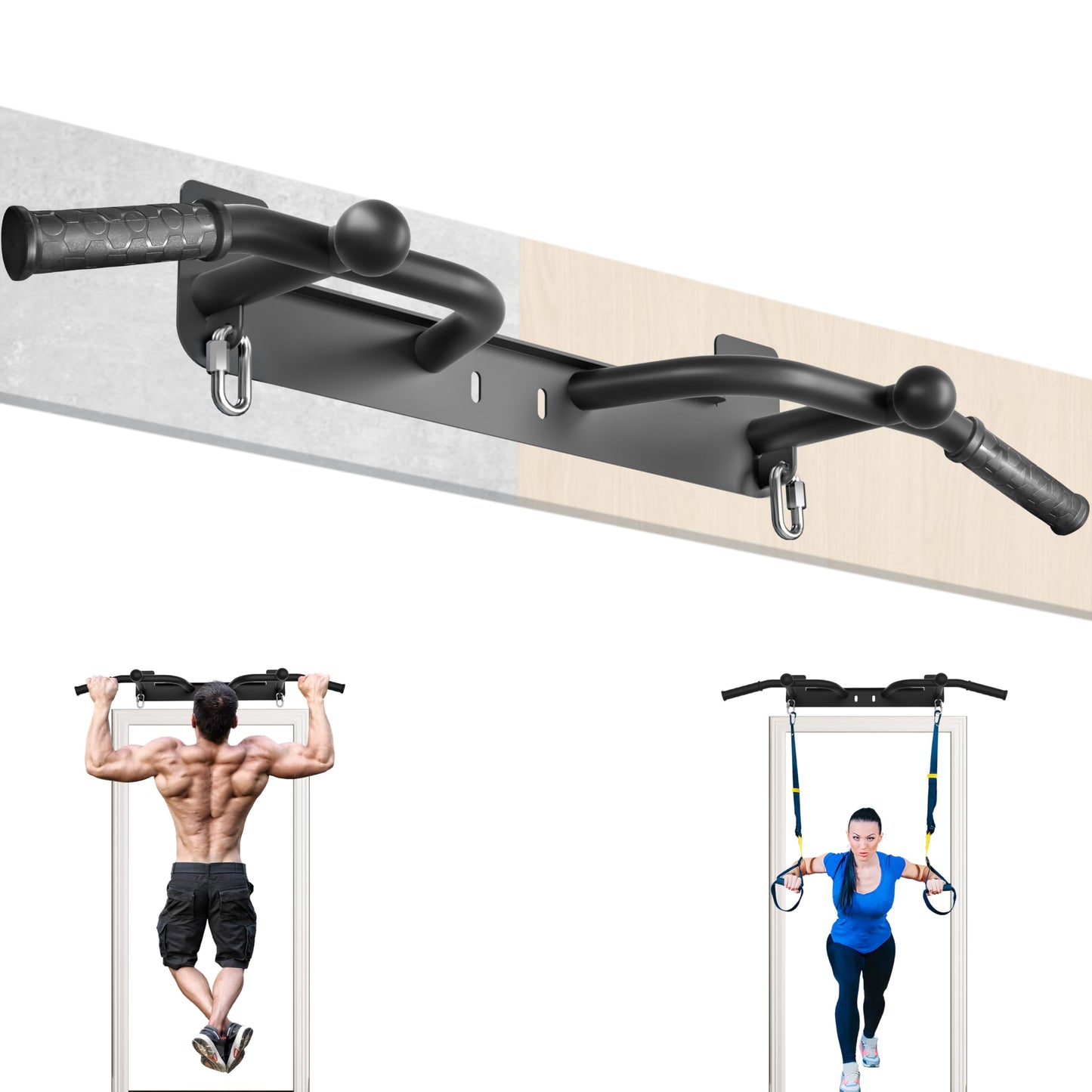 Wall Mounted Pull Up Bar - Heavy Duty Chin Up Bar, Pull-Up Bar for Garage, Joist, Wall Mount - Multifunctional Fitness Bar, Supports up to 600 Lbs