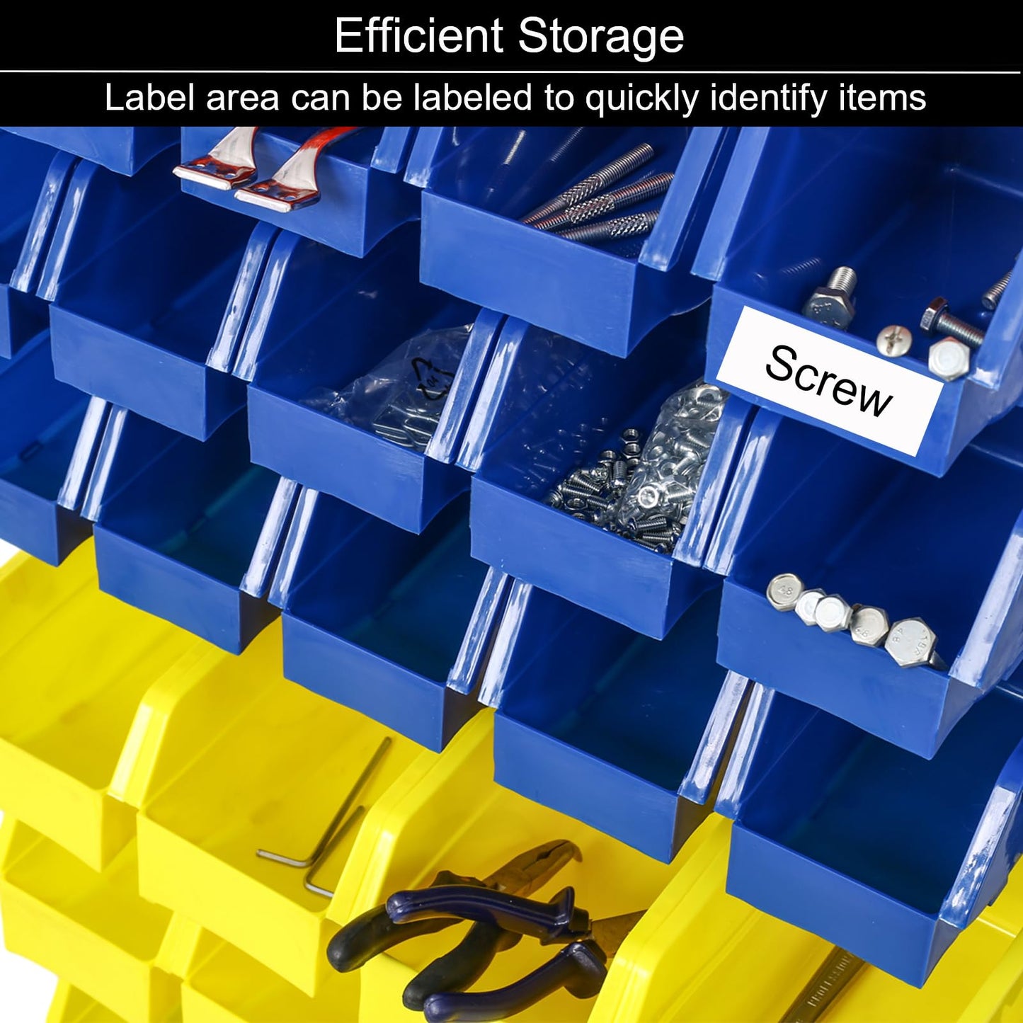 Veemuaro 6-Tier Rolling Bin Stroage Rack with 60 Bins, Dual-Sided Parts Organizer with Wheels and Top Tray, Heavy Duty Tool Storage Rack for Workshop, Garage, Utility Use