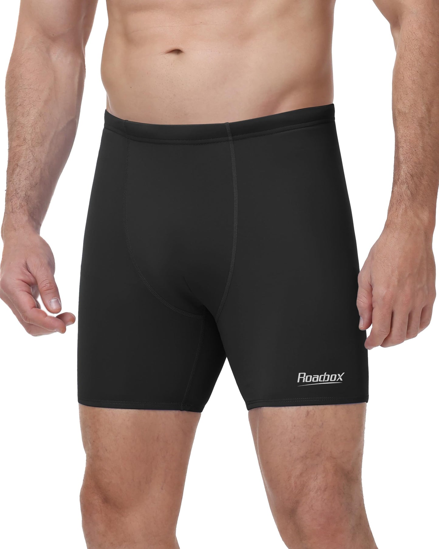 Roadbox Men's Athletic Swim Jammers, Competitive Training Endurance Swimsuit, Quick Dry Racing Swimming Shorts UPF 50+ Black