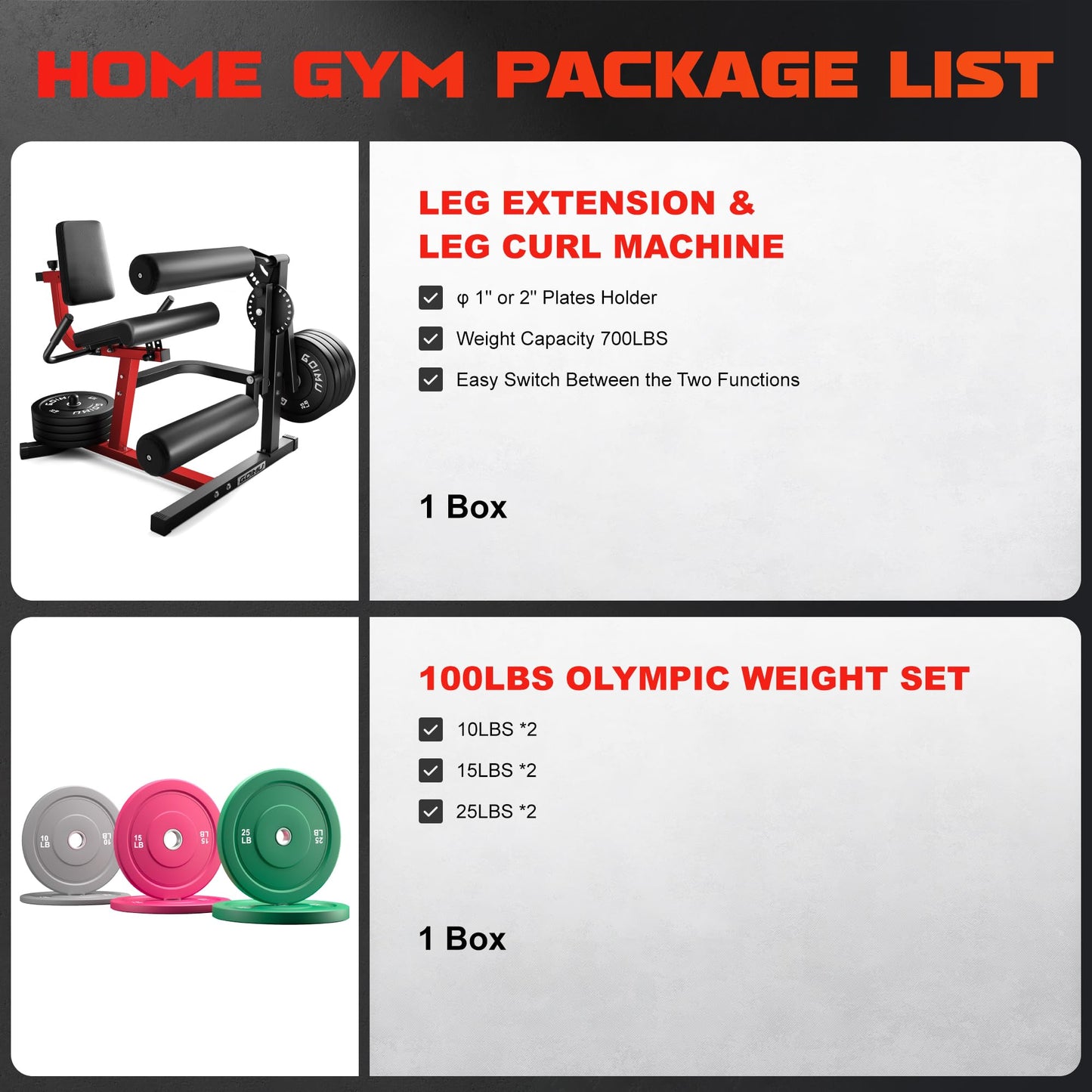 GOIMU Leg Extension and Curl Machine, 4 in 1 Lower Body Workout Machine, Adjustable Leg Curl Machine with Plate Loaded, Leg Extension Machine with Exercise Bench, Home Gym Weight Machine
