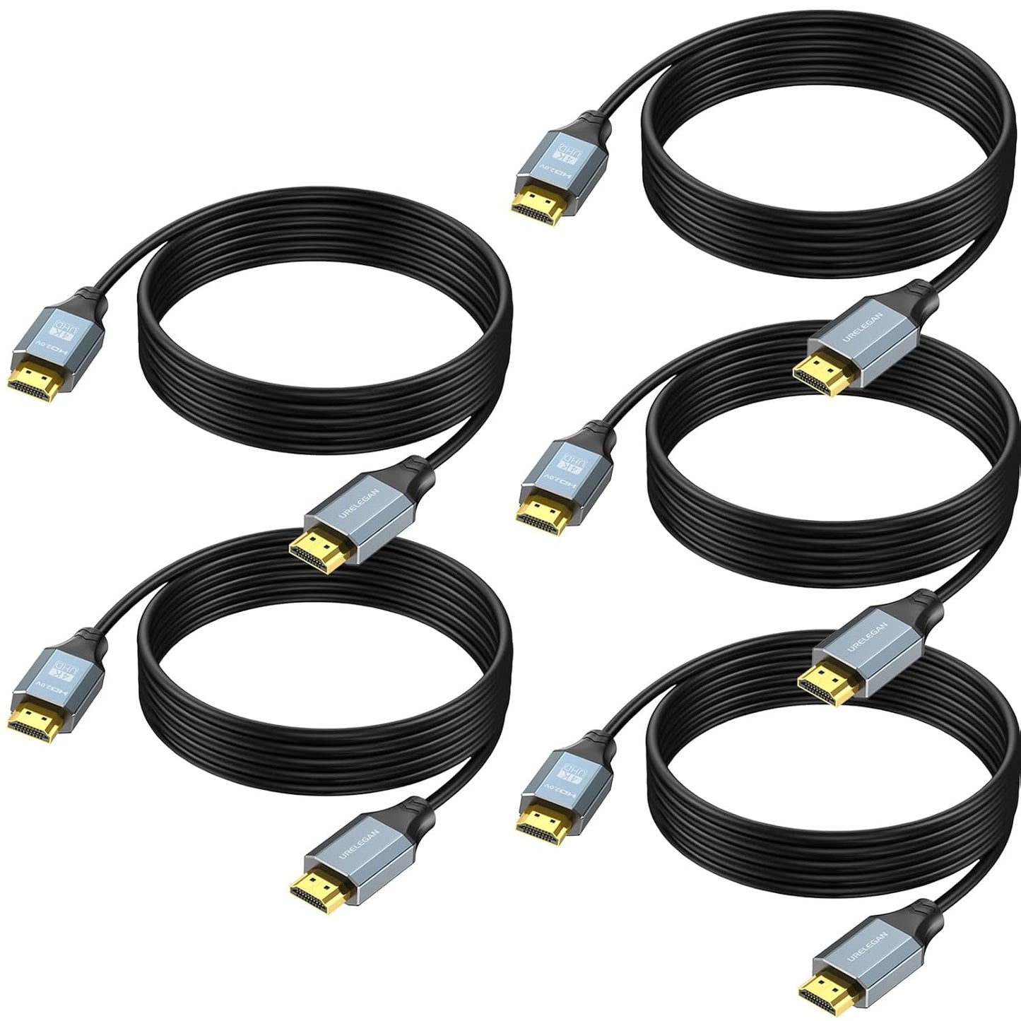 10 5-Pack, 4K 10FT, 2.0 4K@60Hz, 2K@165/144/120Hz,1080P, 3D, 2.2, CL3 FT HDMI Cable High Speed HDMI Cord HDMI to HDMI
