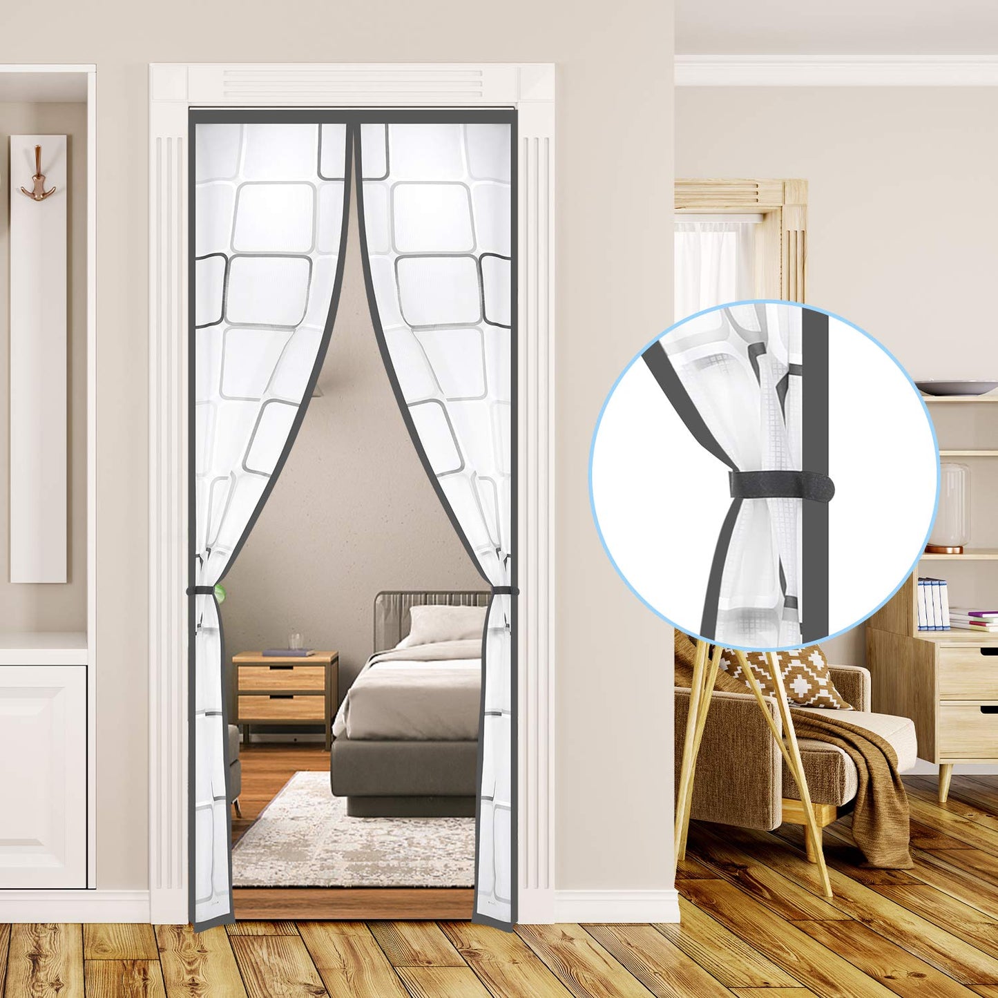 Insulated Door Curtain, Thermal Magnetic Self-Sealing EVA Door Screen Winter Stop Draft Keep Cold Out Door Cover for Kitchen, Bedroom, Air Conditioner Room,Hands Free (37" x 82")