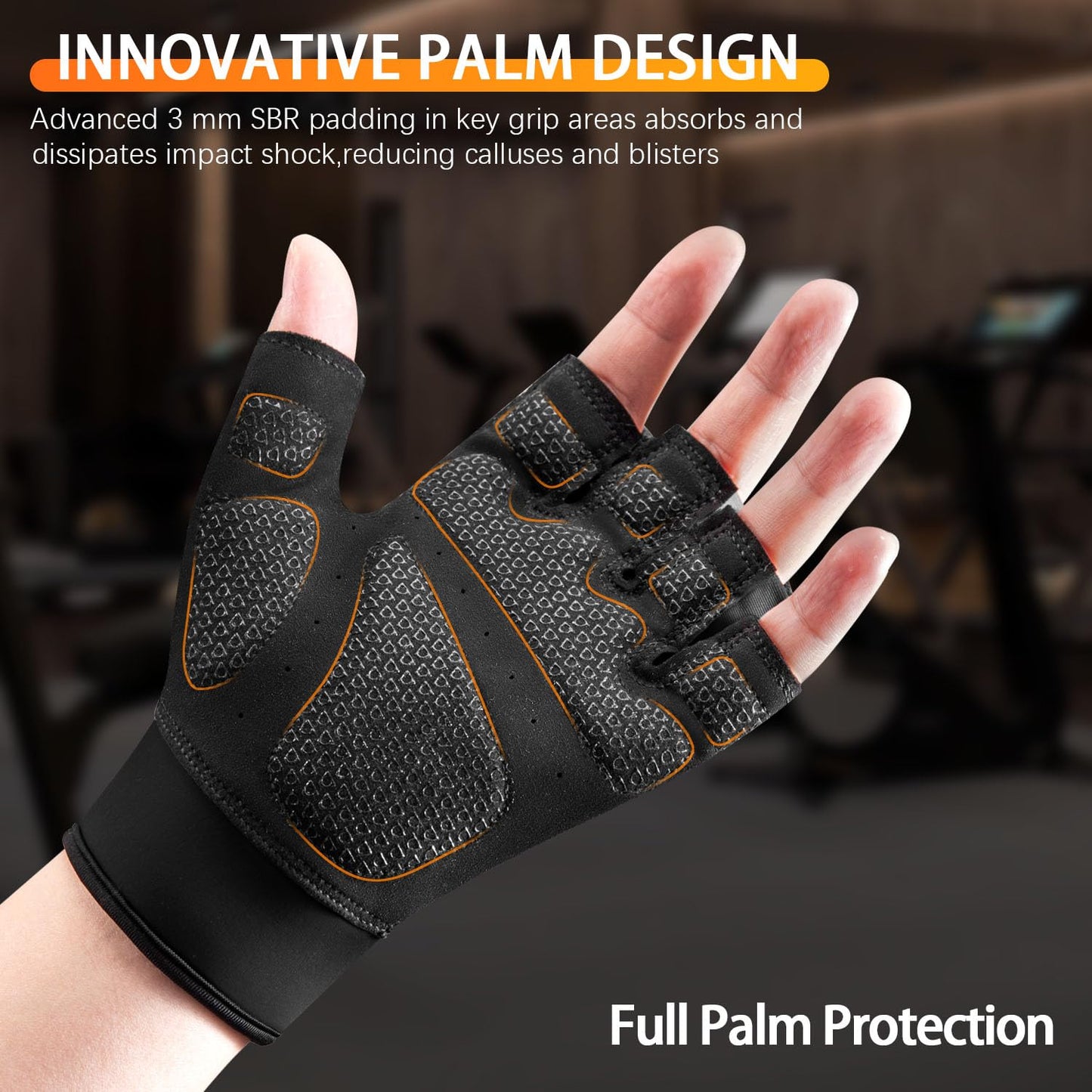 ZPLHXR Workout Gloves for Men and Women, Gym Gloves for Weight Lifting, Exercise, Cycling, Training & Fitness, Fingerless with Padded Grip, Full Palm Protection & Breathable Design
