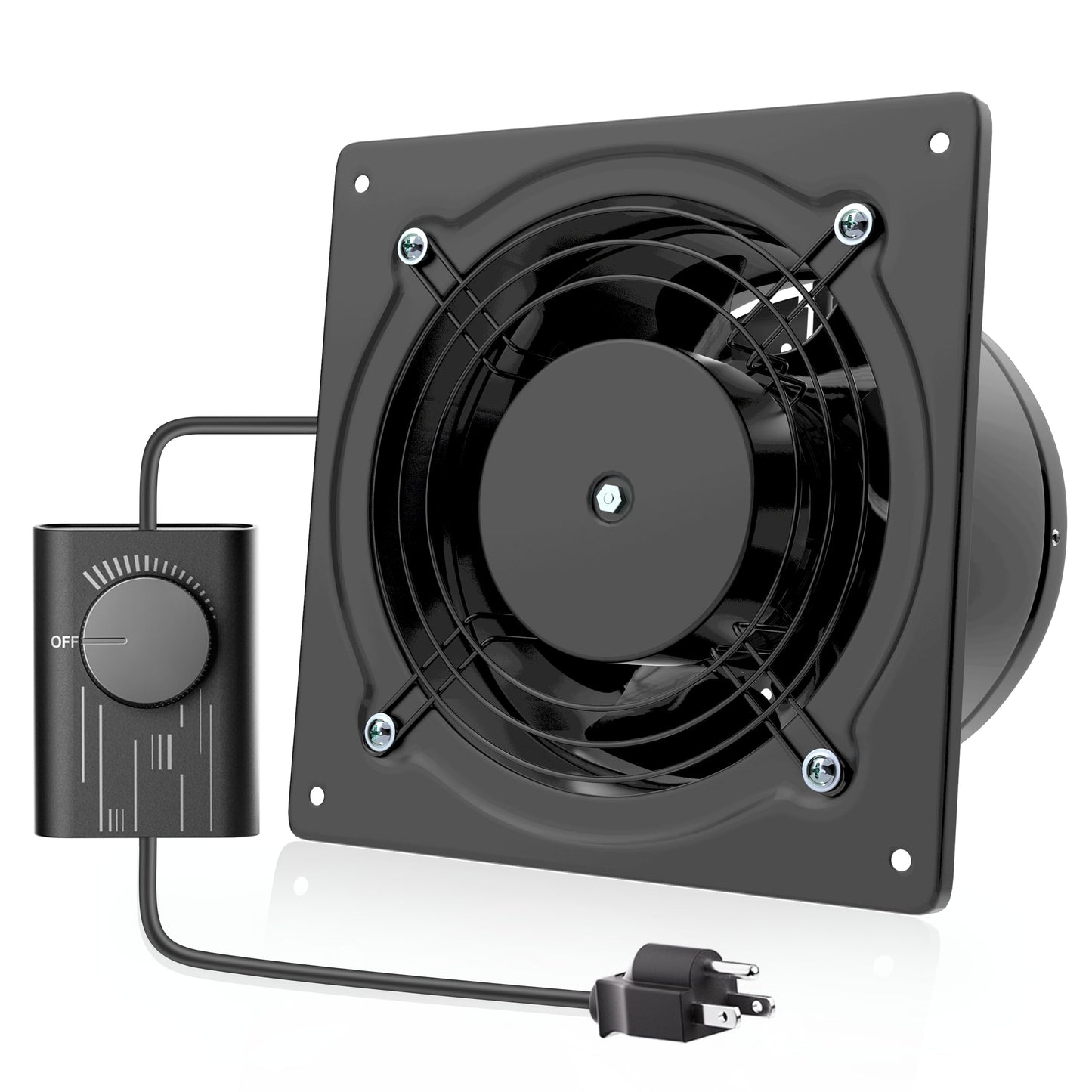 HG Power 6 Inch Exhaust Fan with Speed Controller, 308CFM Wall Exhaust Fanfor Kitchen, Bathroom, Metal Extractor Fan for Pet Room, Smoking Room, Attic, Garage, Window Ventilation