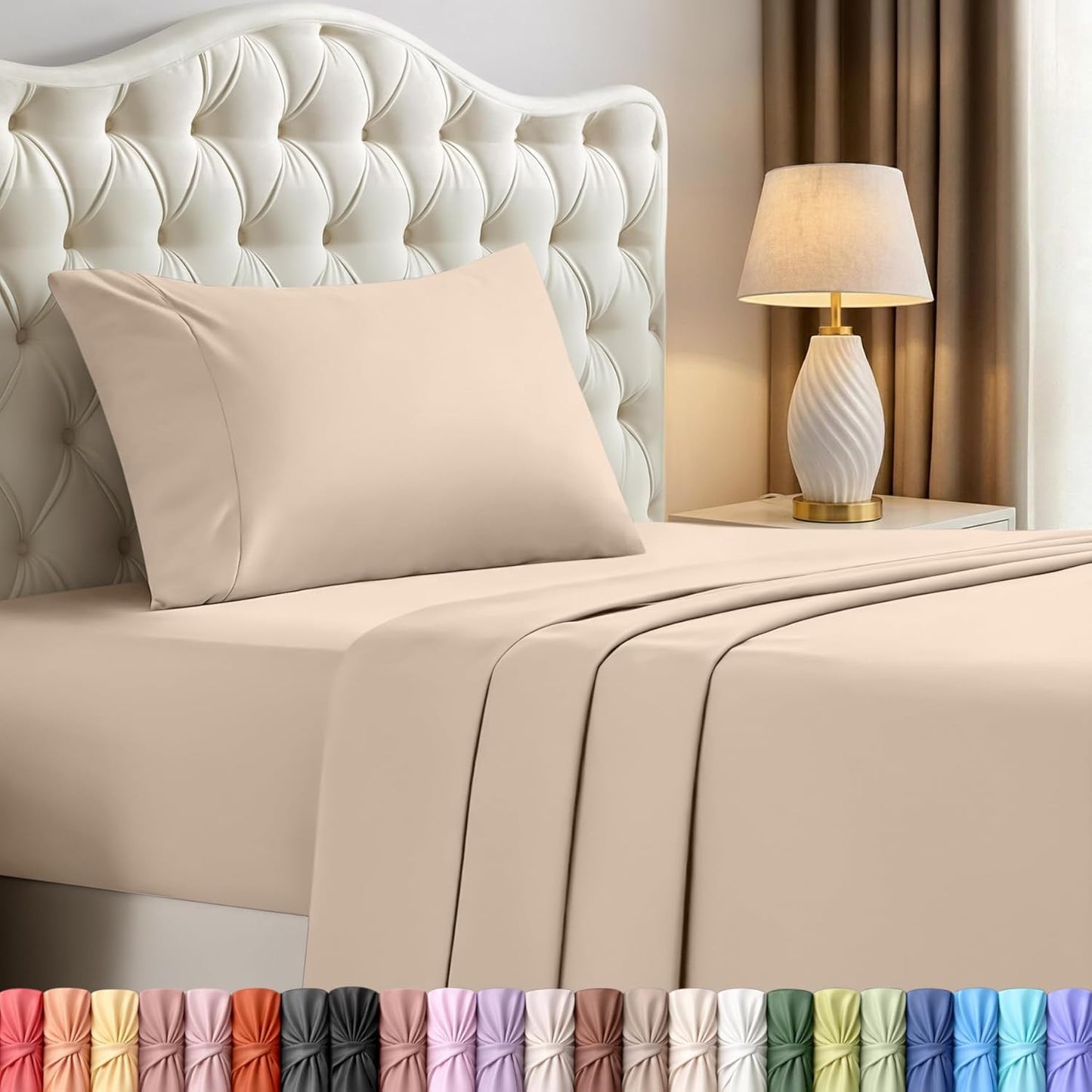 Utopia Bedding Twin Sheet Set - Soft & Breathable Microfiber, 3-Piece Bed Sheets for Twin Size Bed | Oeko Tex (Beige)