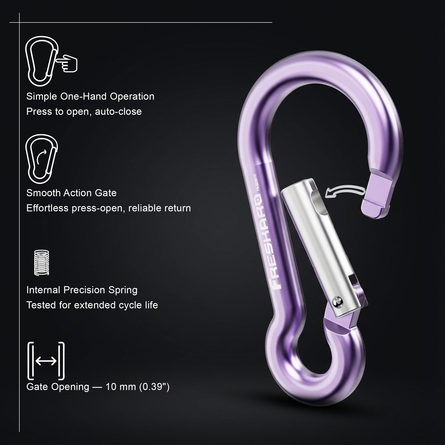 FresKaro Carabiner Clip, Heavy Duty Carabiners, Spring Snap Wire Gate Carbineers, Key and Keychain Karabiner 3inch, Strong Aluminum Caribiniers Hook, Fitness Accessories, Gourd Clips, 3Pack