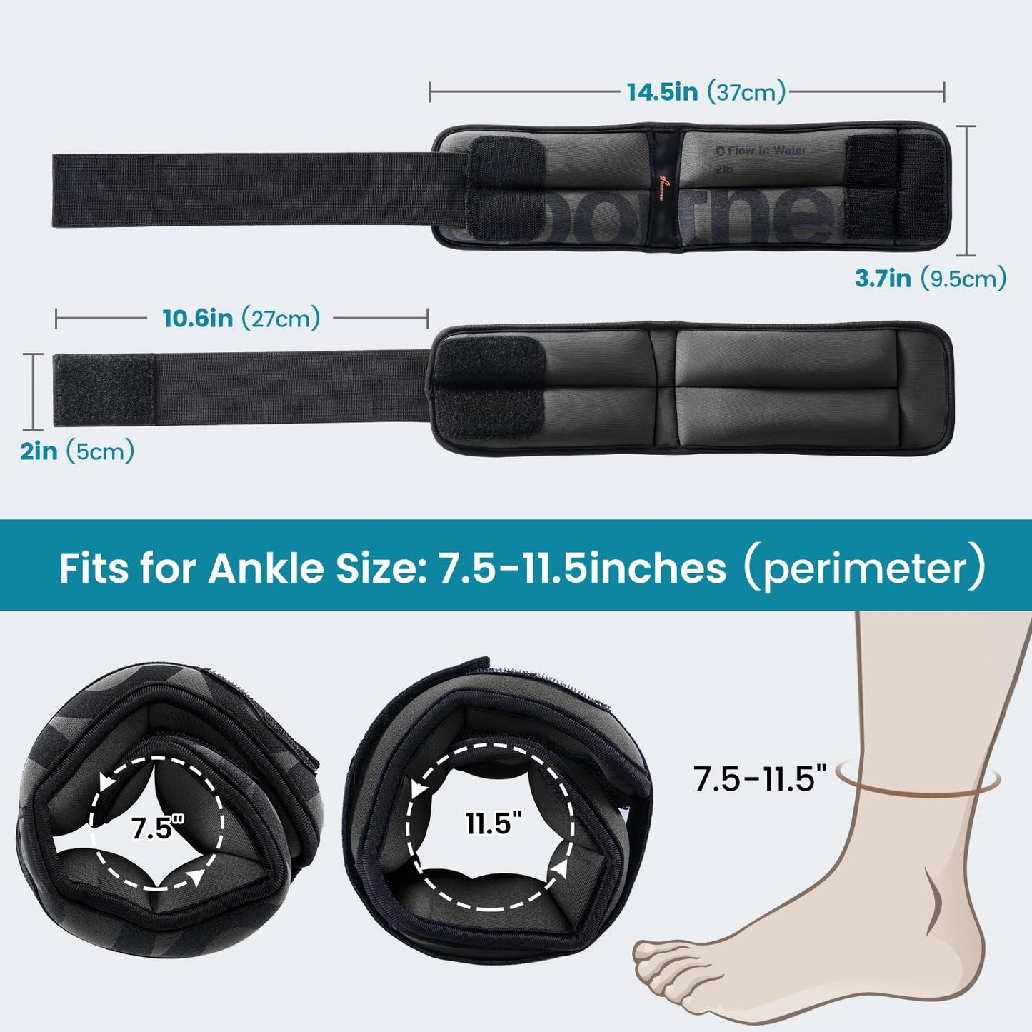 Sportneer Ankle Weights for Men Women Strength Training, 4/10 lbs Pair Leg Weights Set Comfortable and Soft Perfect for Dancing Running Walking Fitness Workout, 2lbs x 2, Gray