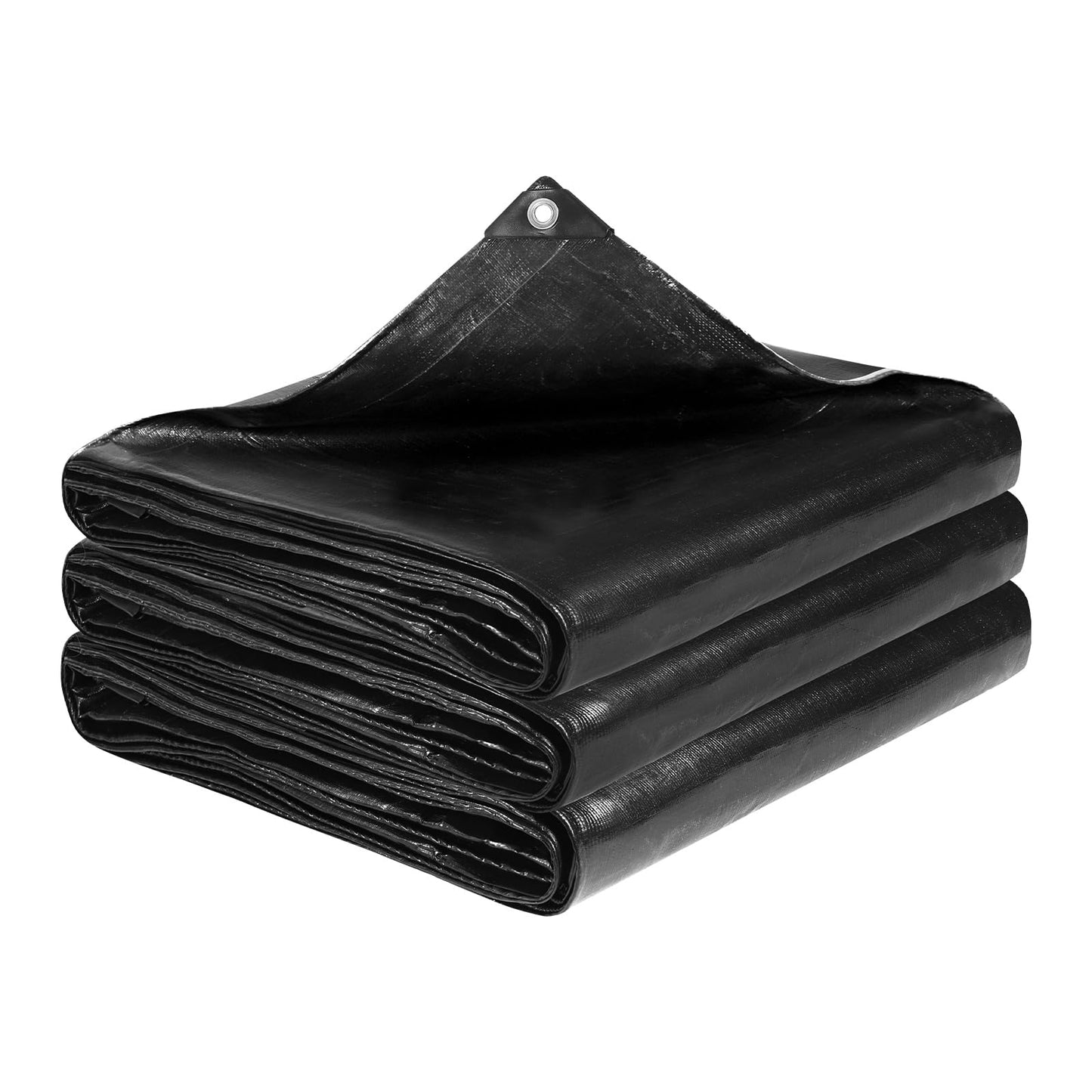 VEVOR 25 x 30 ft Pond Liner, 14 Mil Thickness, 3-Layer Reinforced PE Fish Koi Pond Liner for Outdoor Ponds, with Hemmed Edge and 4 Metal Buttonholes, for Water Garden, Waterfall, and Fountains, Black