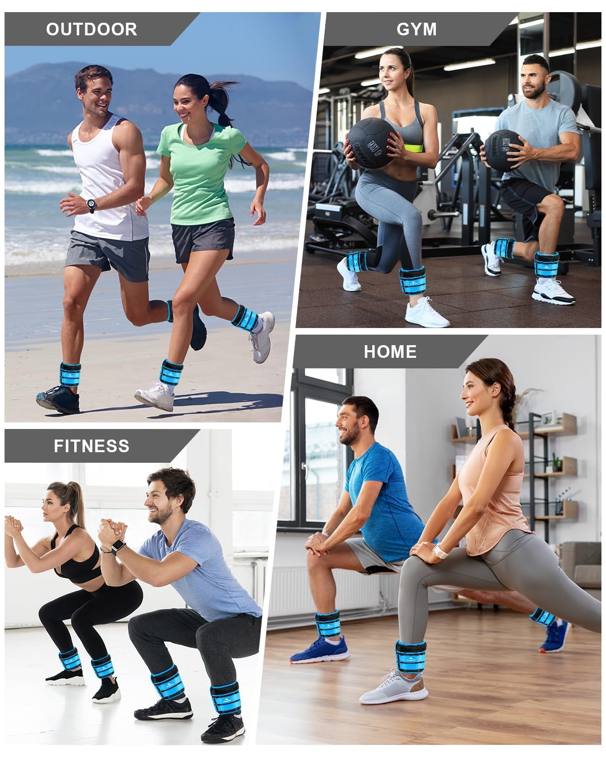 Adjustable Ankle Weights 1-20 LBS Pair with Removable Weight for Jogging, Gymnastics, Aerobics, Physical Therapy, Resistance Training|Each 2-10 lbs, Total 20LBS, Sky Blue