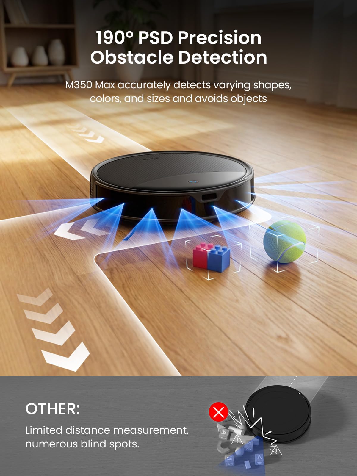 Lefant M350 Max Robot Vacuum and Mop,10000Pa Powerful Suction,75-Day Self-Emptying,240 Min Runtime,2.4G WiFi/Alexa/APP Control, Precision Mapping,Carpet & Hard Floors,Black