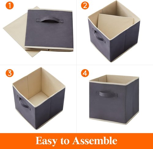 Lifewit Storage Cubes - Foldable Fabric Baskets for Home Organization | 13-Inch Gray, 6-Pack