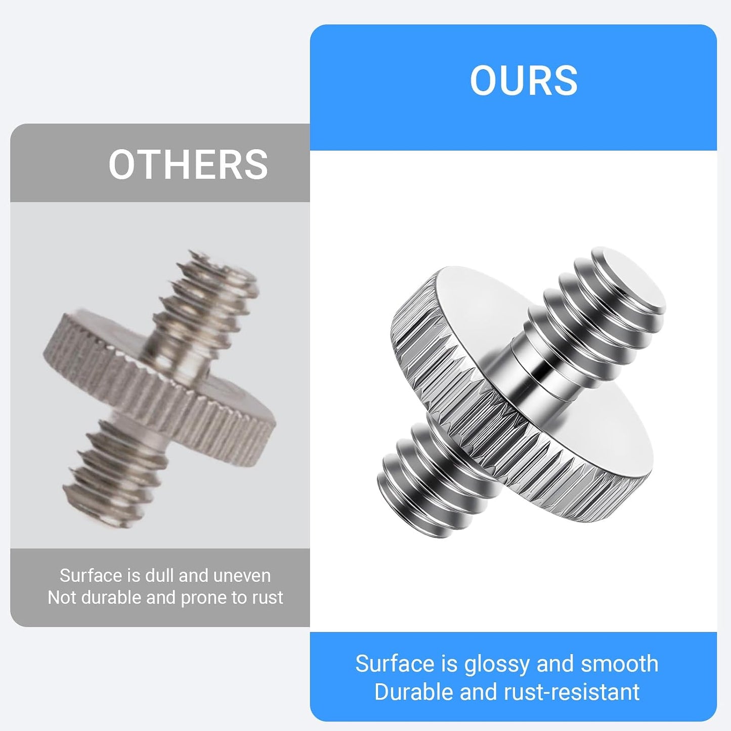 Alrhso 1/4" 1/4" 5 Pack Male to Male Camera Threaded Tripod Screw Adapter Double Head Stud Standard Tripod Adapter