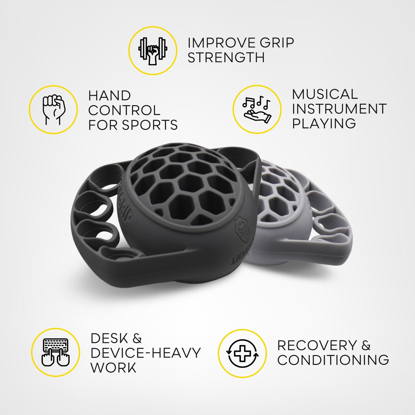 LIONTEK TEKGRIP Hand Grip Strengthener & Finger Exerciser, Dual-Action Grip and Extension Trainer with 3 Progressive Resistance Levels (TEKGRIP 3 Piece Set)