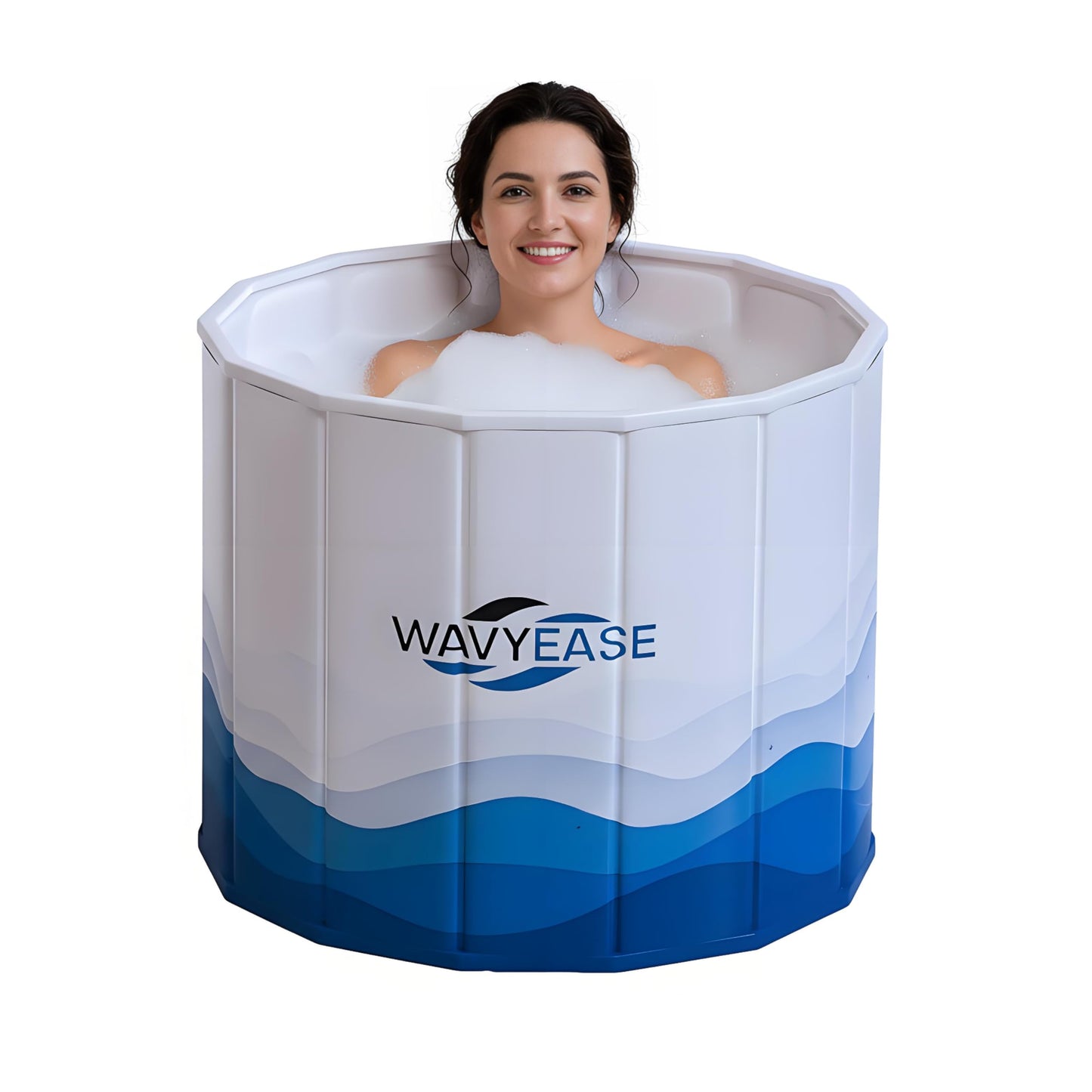 WAVYEASE® Portable Bath Tub for Adults -(31.5"L x 26"H) Foldable Cold Plunge Tub for Recovery - Collapsible Soaking Bath Tub for Shower Stall - Outdoor Ice Bathtub for Athletes (White)