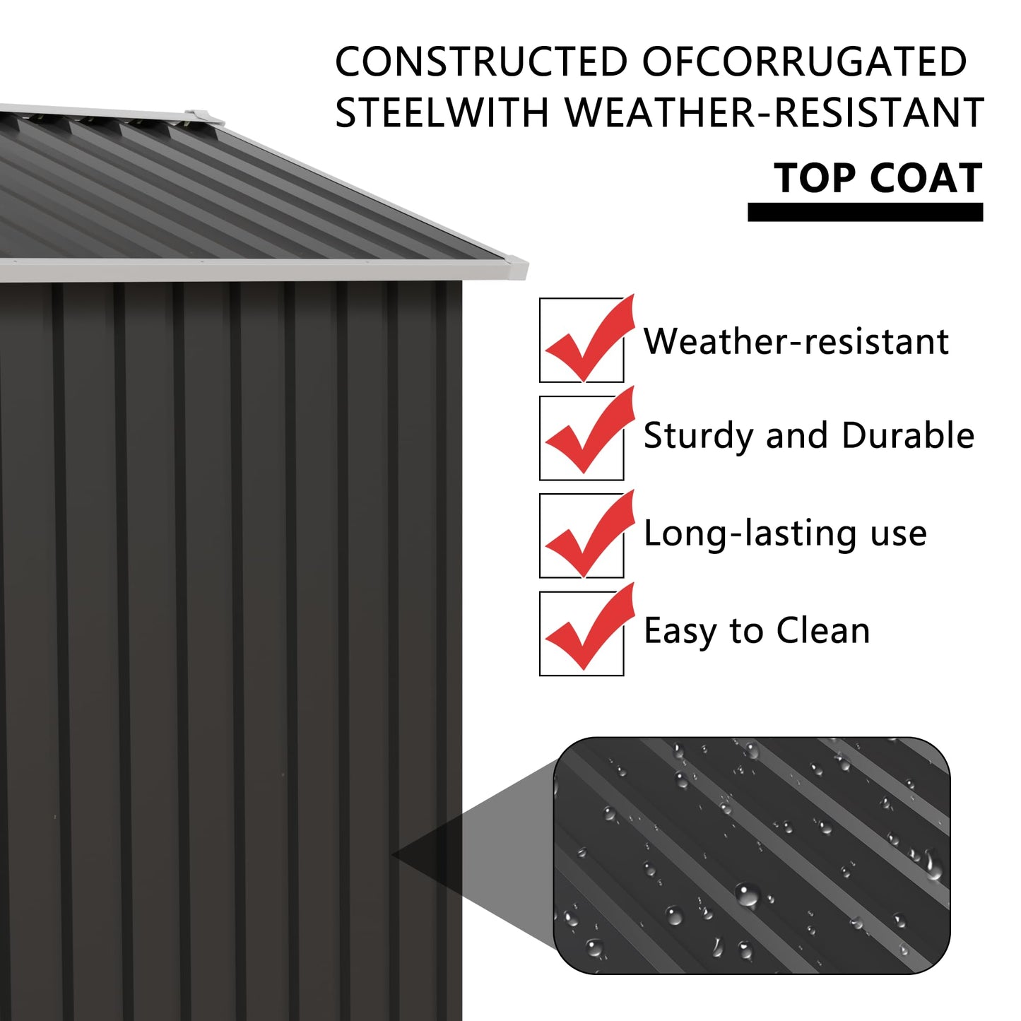 YOPTO 5.4x4.27 FT Outdoor Storage Shed, Metal Garden Tool Shed with Sloping Roof and Lockable Doors for Backyard Garden Patio Lawn, Grey
