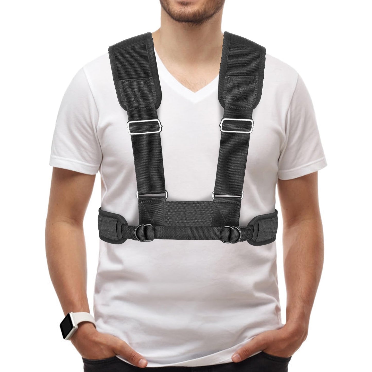 Dolibest Sled Harness for Fitness Resistance, Works with Tire, Sled and Parachute -Adjust Padded Shoulder Strap, Durable and Comfortable, Ideal for Running, Football Speed and Strength Training -Black