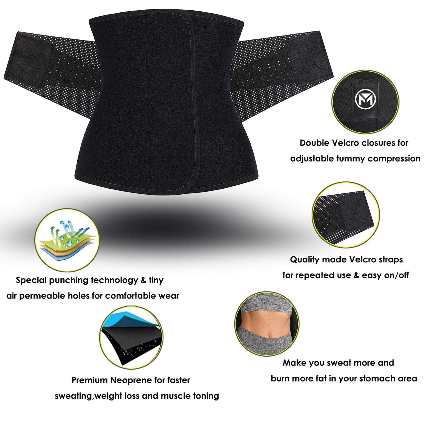 Moolida Waist Trainer Belt for Women Waist Trimmer Workout Fitness Back Support Belts Back Braces Black,XX-Large