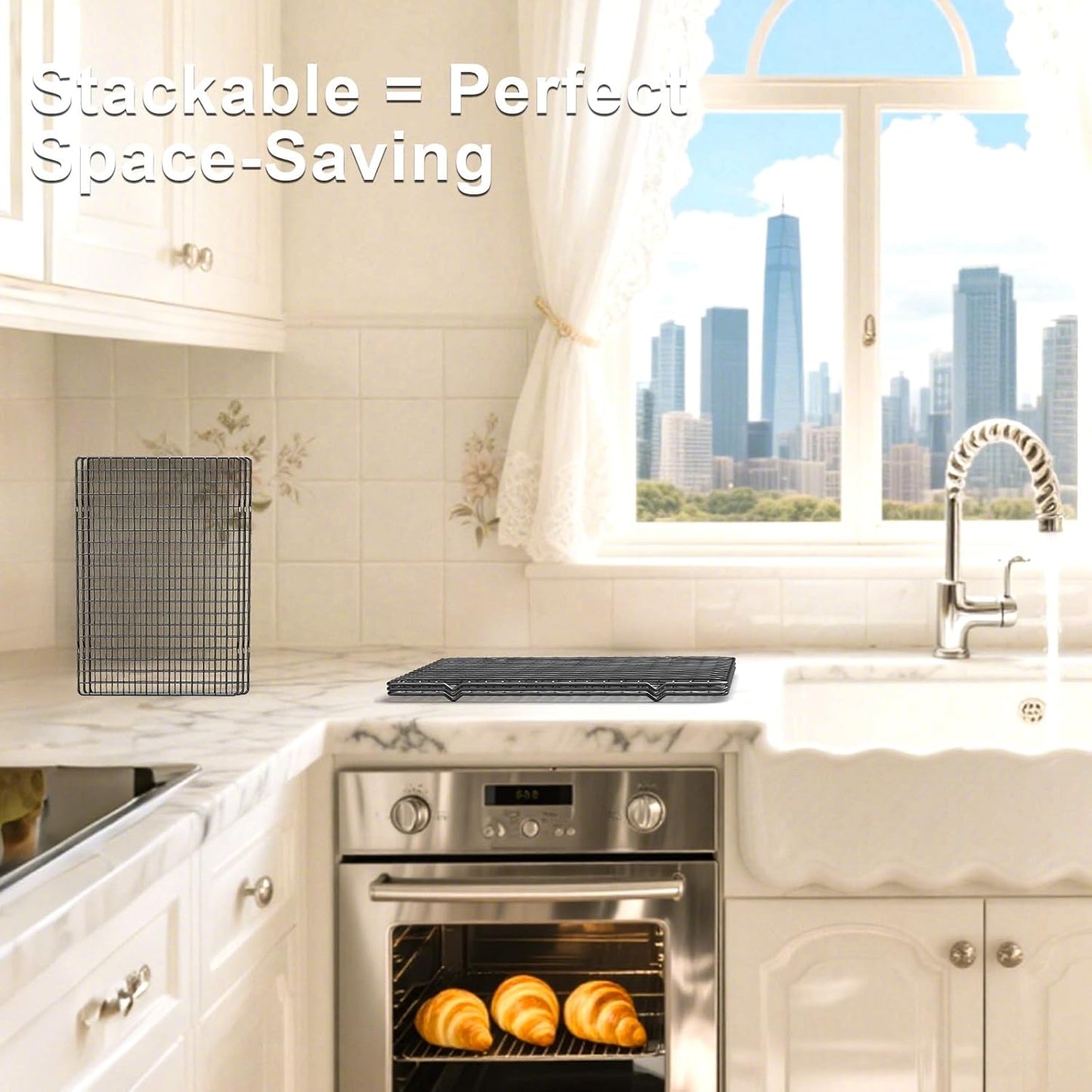 TOPCJ Cooling Rack - 2PCS Heavy Duty Stainless Steel Baking Rack | 10”X15” Non-Stick Grilling & Roasting