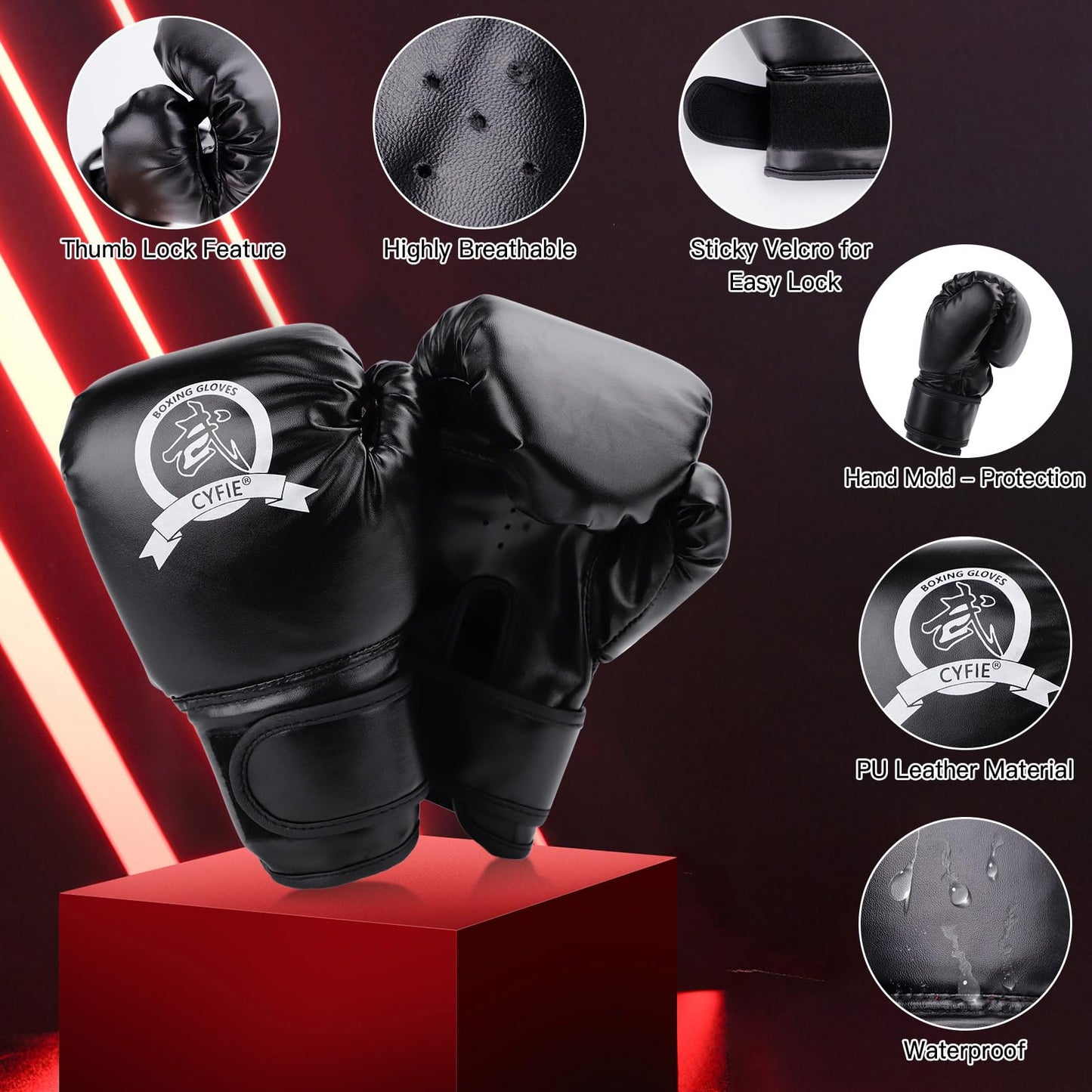 SEISSO Kickboxing Gloves Boxing Kick Pads Punching Mitts Set for Taekwondo Karate Training Target Focus Muay Thai Pads Punch Kicking Strike MMA Martial Art for Kids Adults