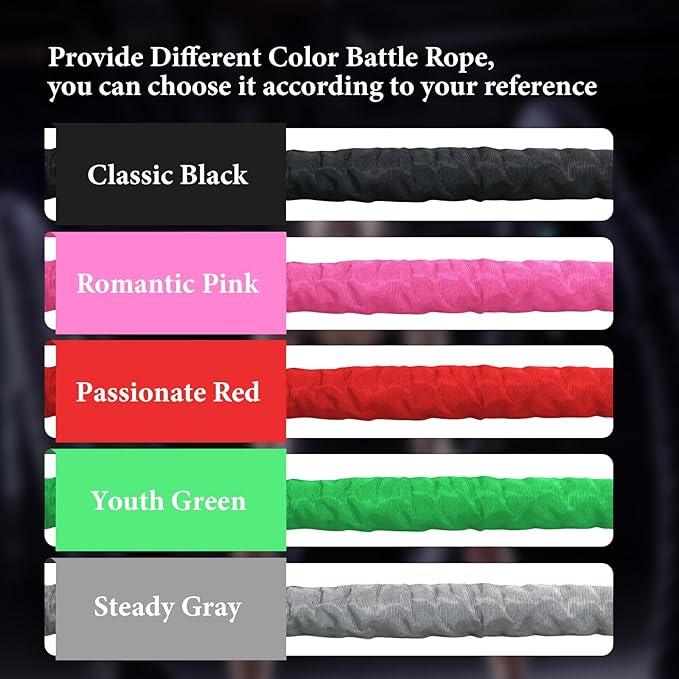 Black Battle Ropes - 1.5in x 30ft Heavy Workout Rope for Home Gym