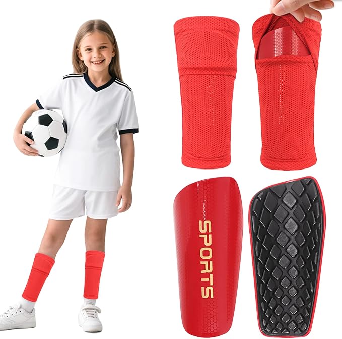 Shin Guards Soccer Kids 2025 Version High-Density Foam Soccer Shin Guard with Sleeves Shin Protective Pads for Kids Daily Practice School Competitions Outdoor Play